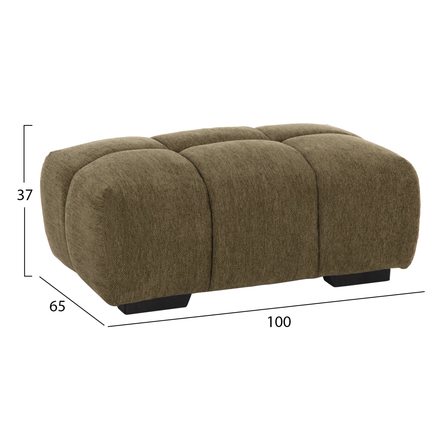 Табуретка за крака Coven, зелен плат, 100x65x37 височинни см.