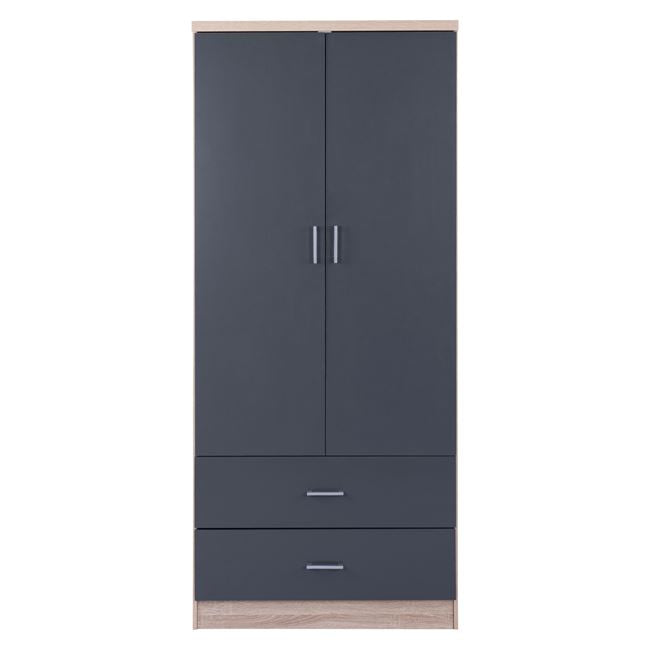Двукрилен гардероб REINA сонома-сив цвят 80x42x180см