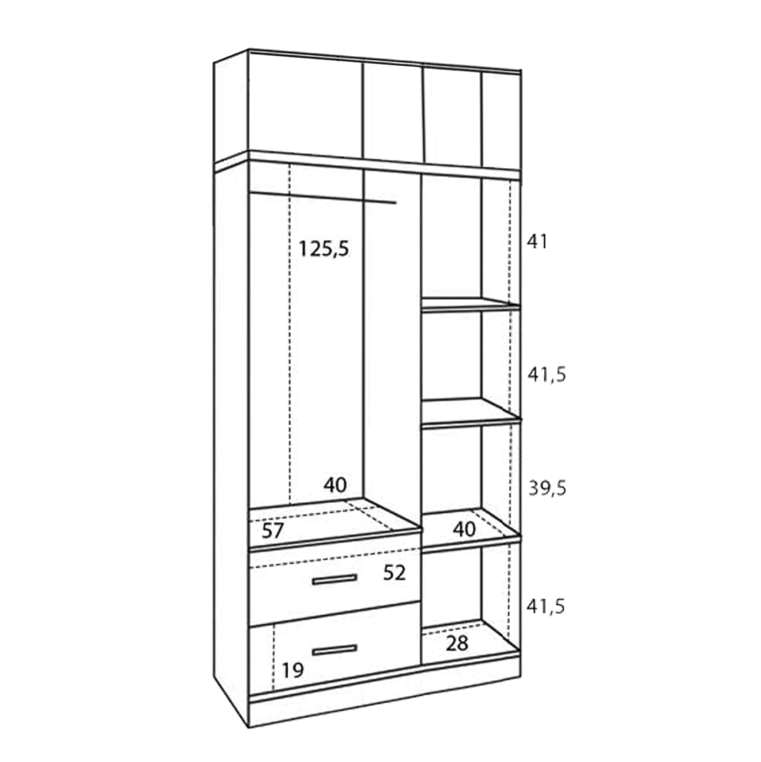 Гардероб КГ11223.01 цвят зебрано 90X42X241см