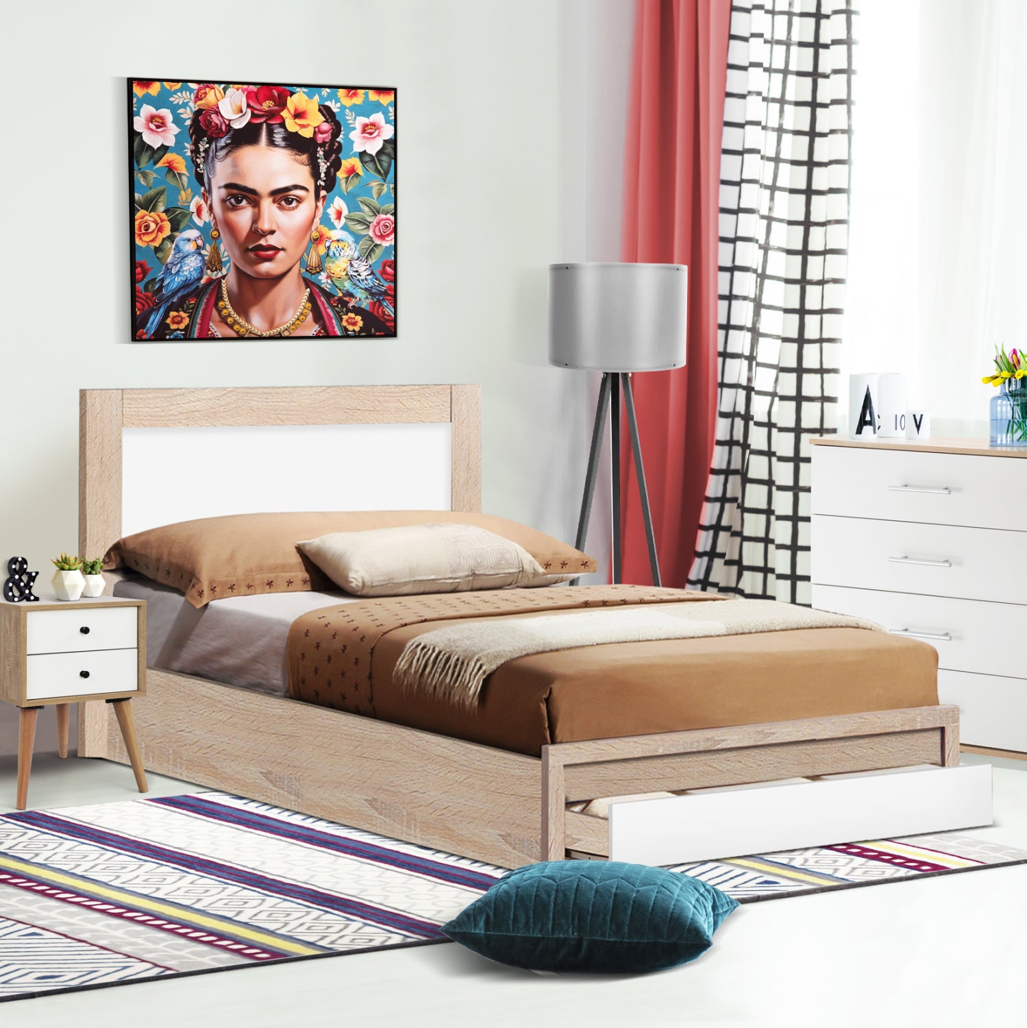 Легло MELANY сонома-бял цвят 90Χ190см