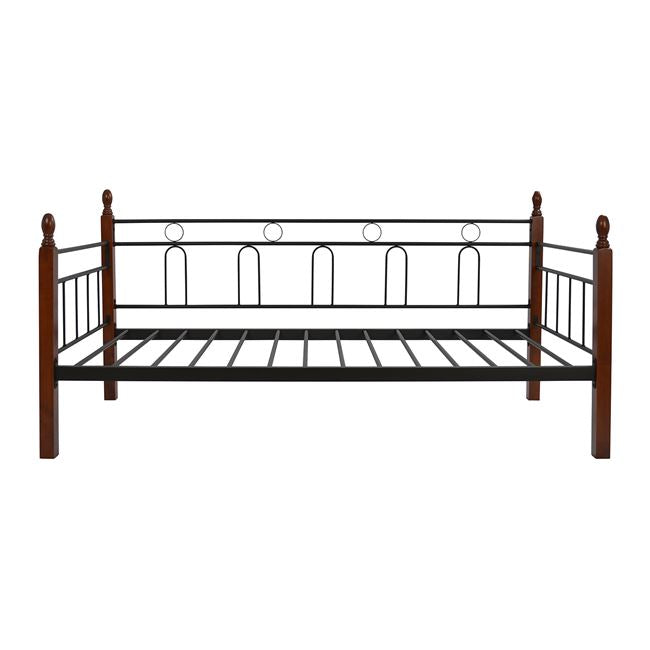 Легло-диван Reven метал-черен цвят и дърво-цвят мръсен дъб 90х190 см