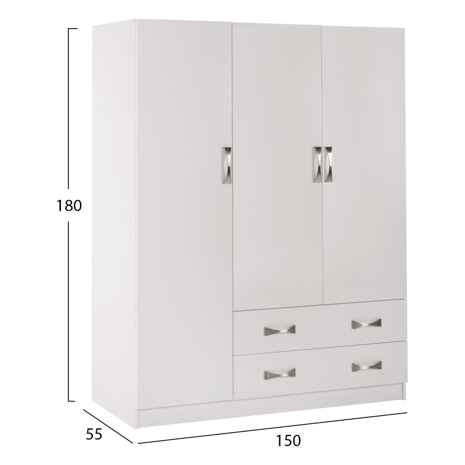 Гардероб CARLY бял цвят 150x55x180 см