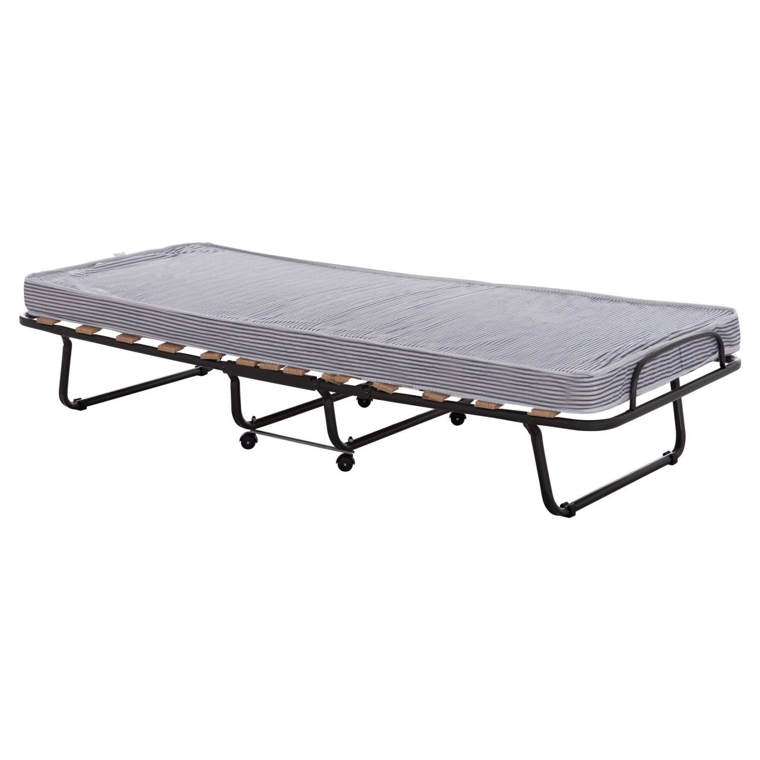 Италианско легло NOBLE с колелца и матрак 9см синьо-бяло 80x182x37.5cm.