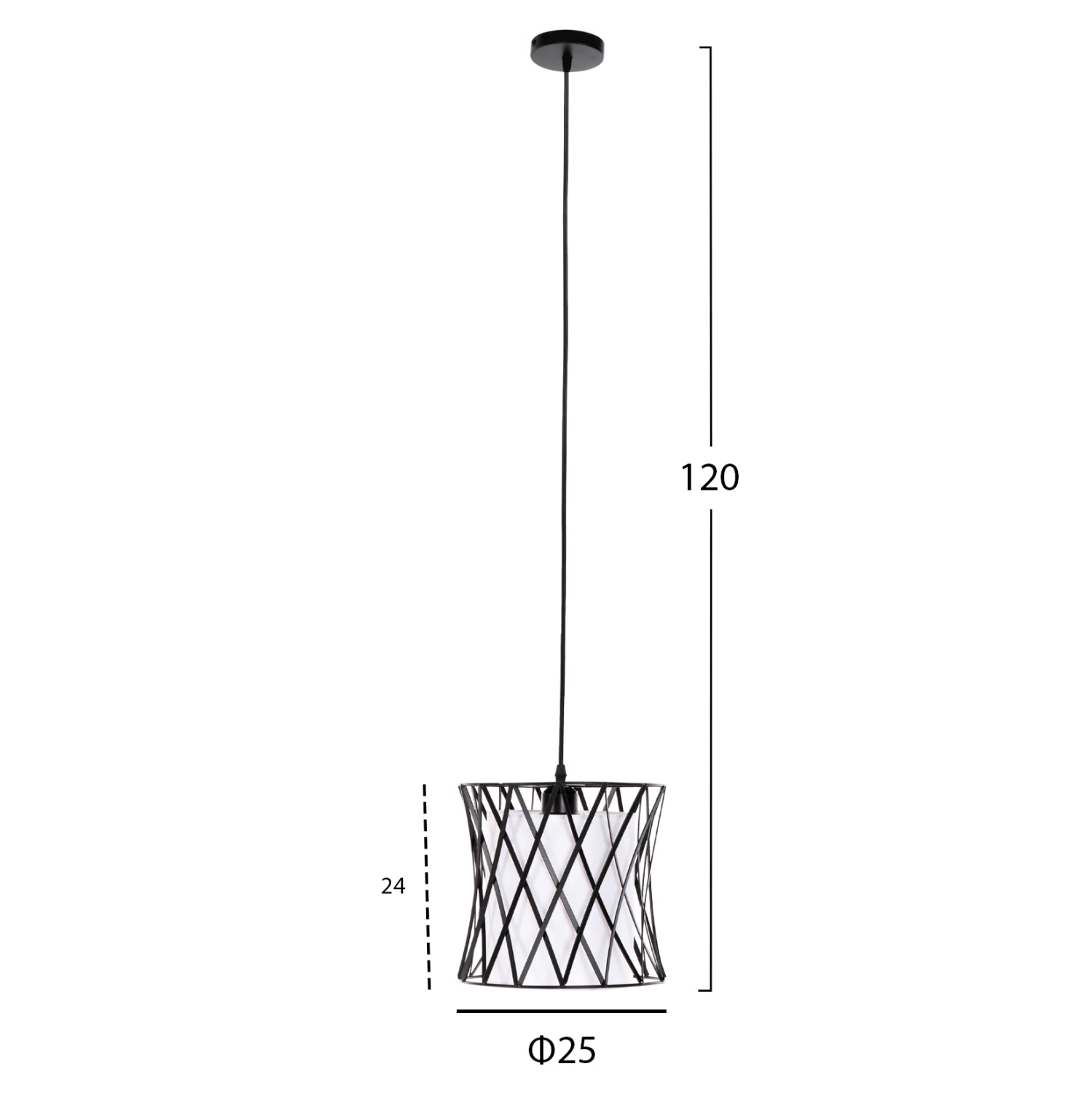 Таванна лампа 4106 бял-черен цвят Φ25x120см