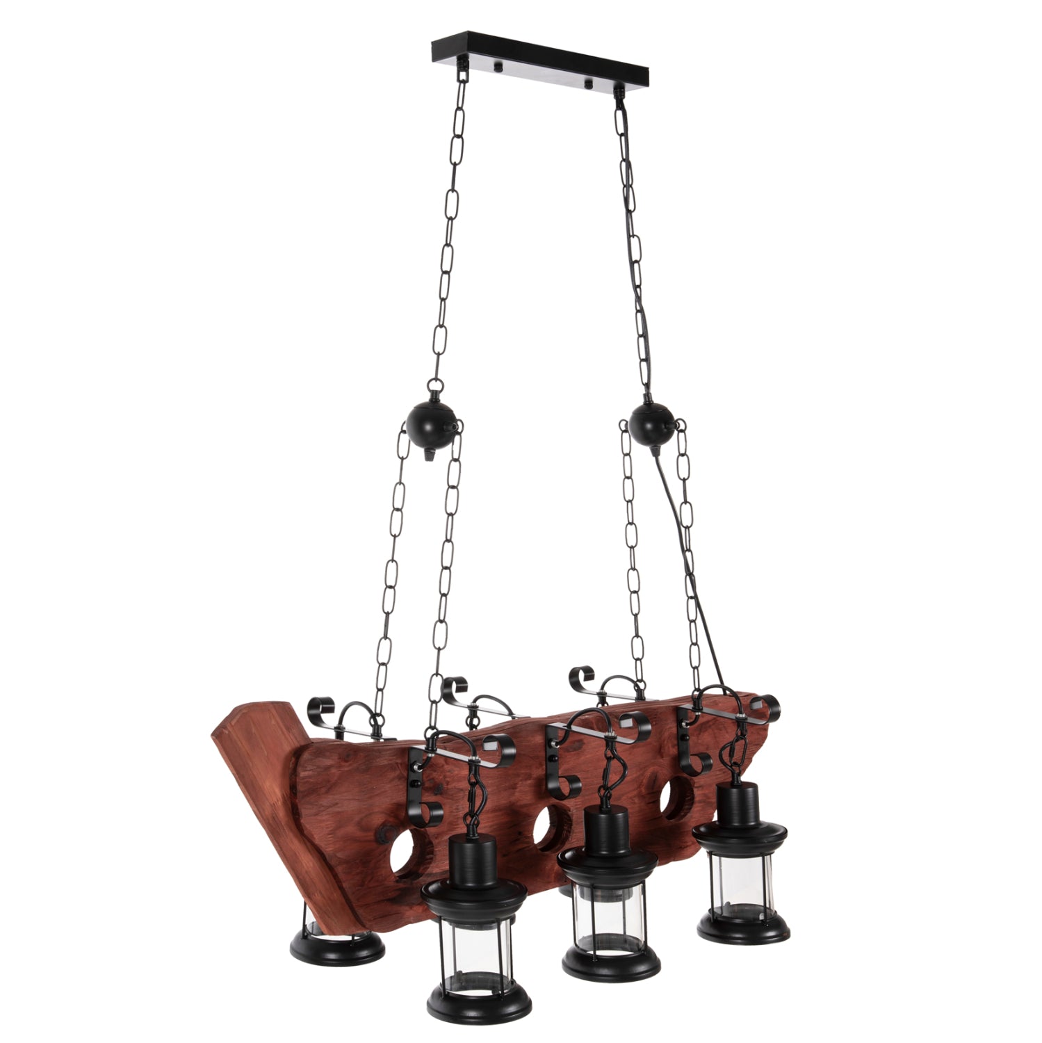 Таванна лампа 4117 дърво-метал-стъкло 116 см