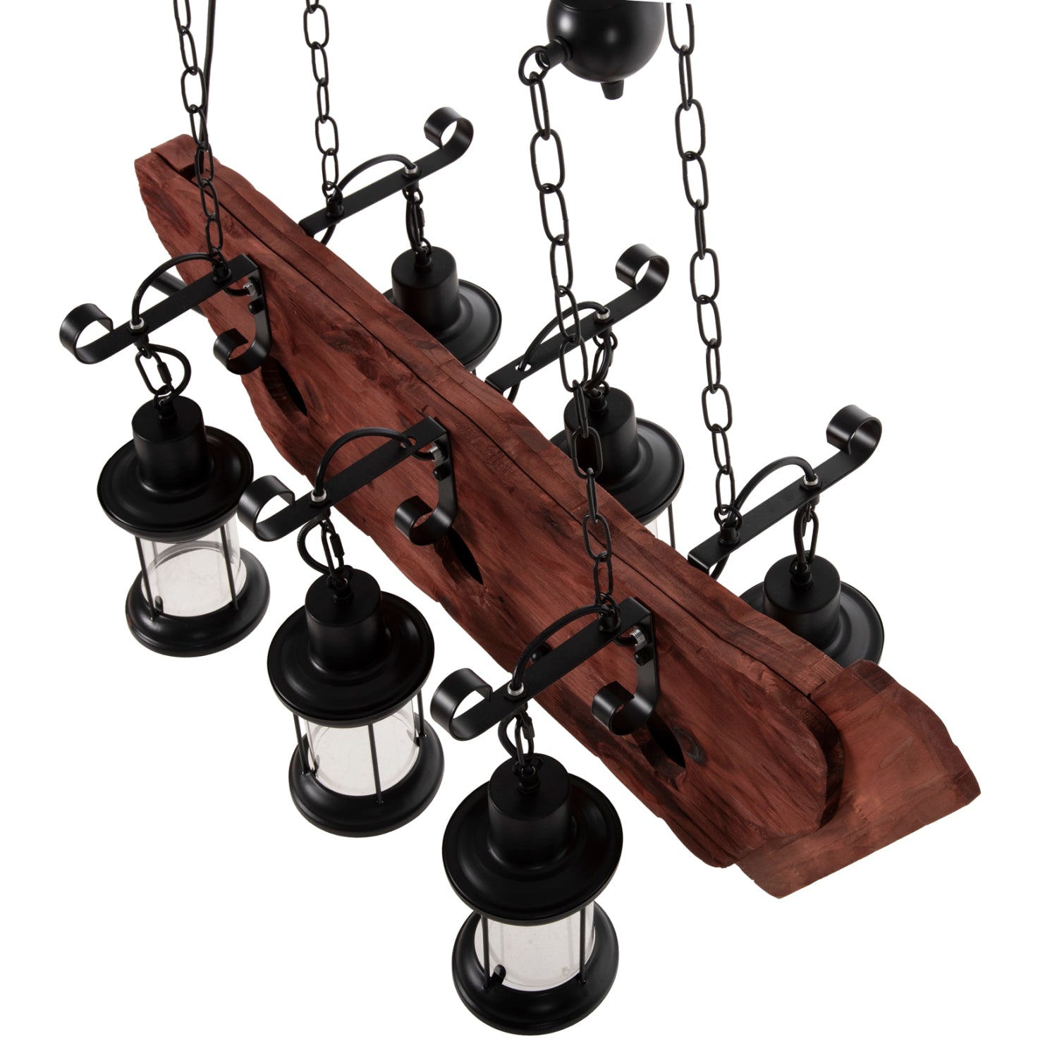 Таванна лампа 4117 дърво-метал-стъкло 116 см