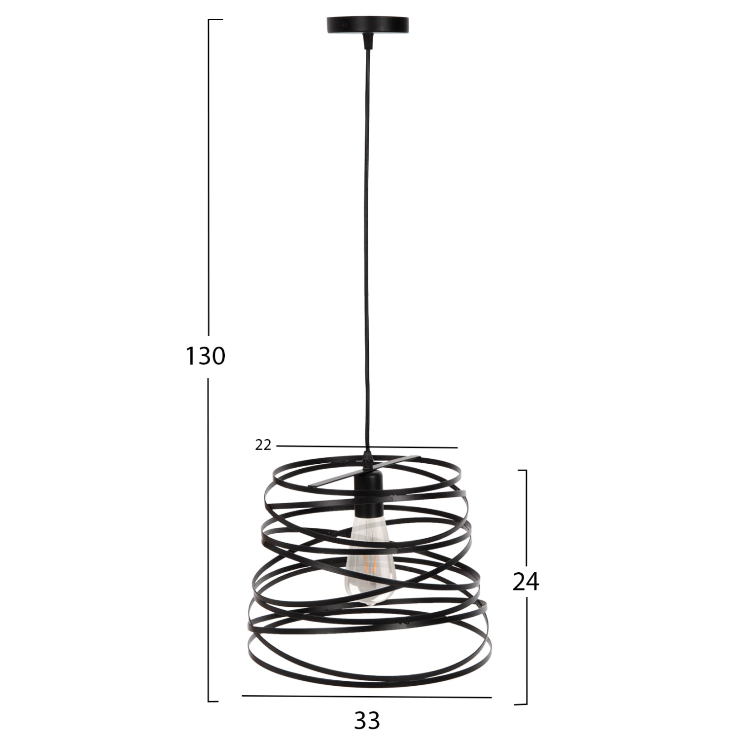 Таванна лампа 4129 черен цвят 22-33x130см