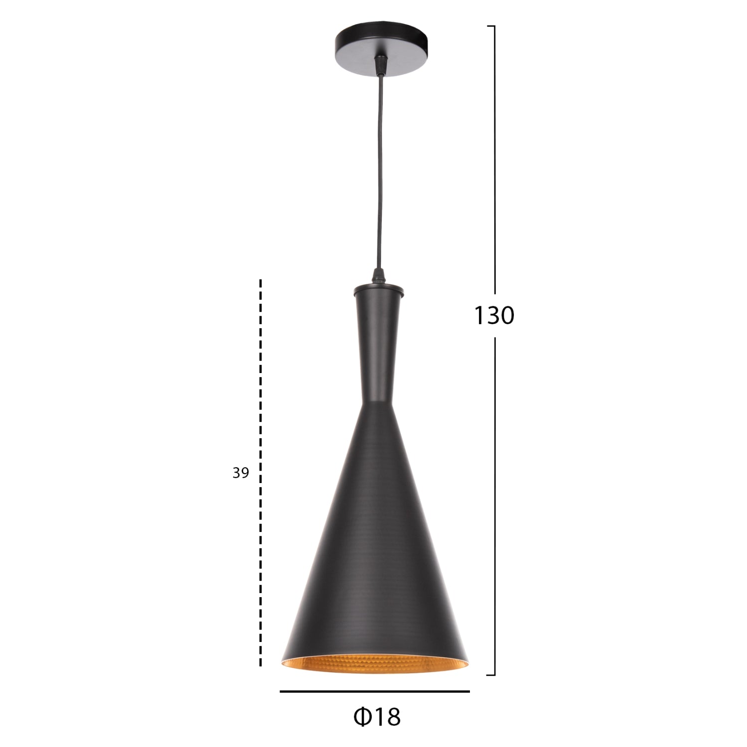 Лампа черен цвят -φ18x130см