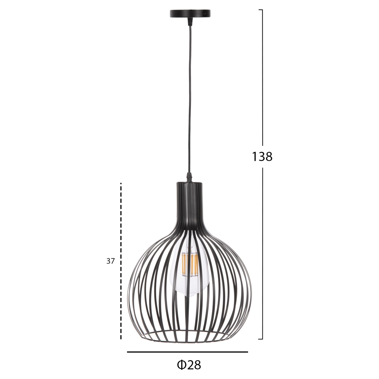 Лампа черен цвят φ28x138см