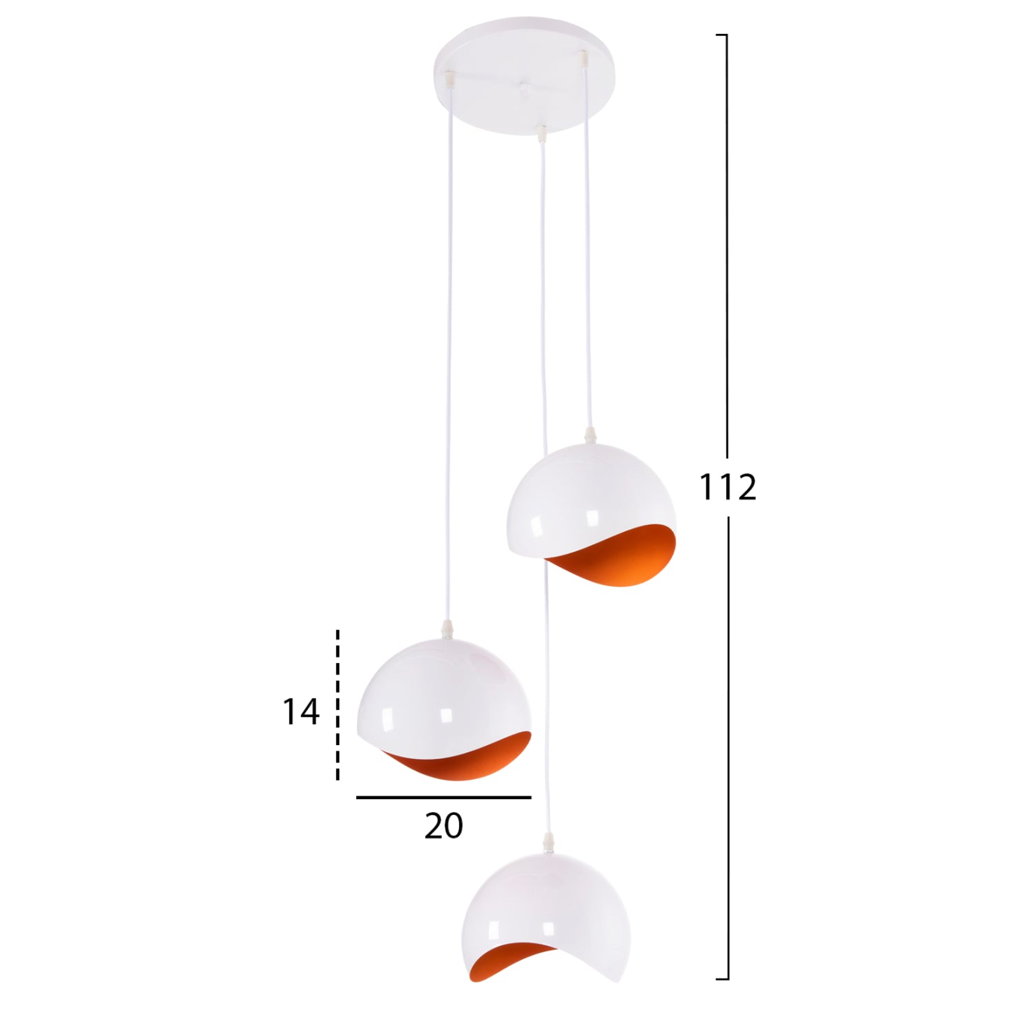 Лампа Лорета сфера 3 -цвят бял-оранжев Φ20x112