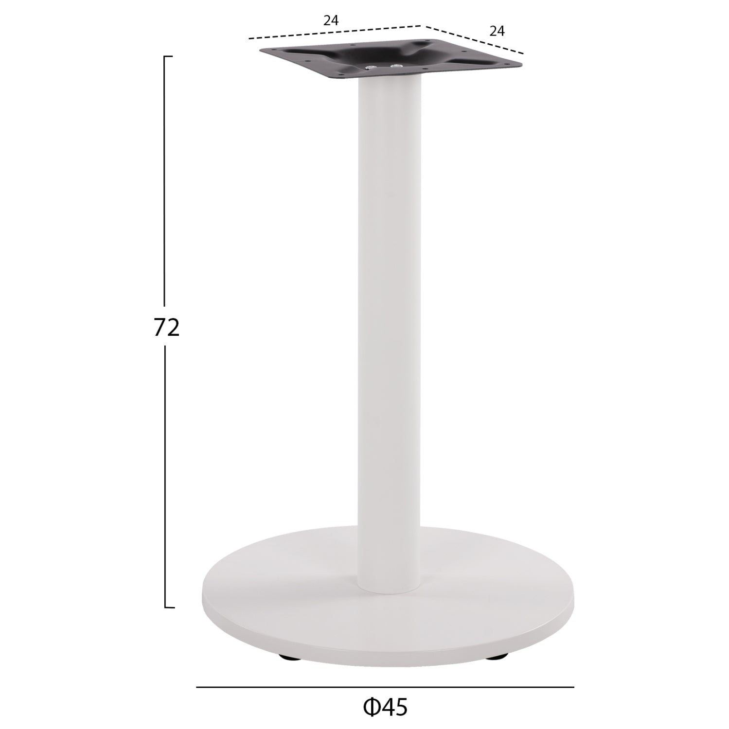 Основа за маса 419 метална бял мат φ45x72cm с регулатори