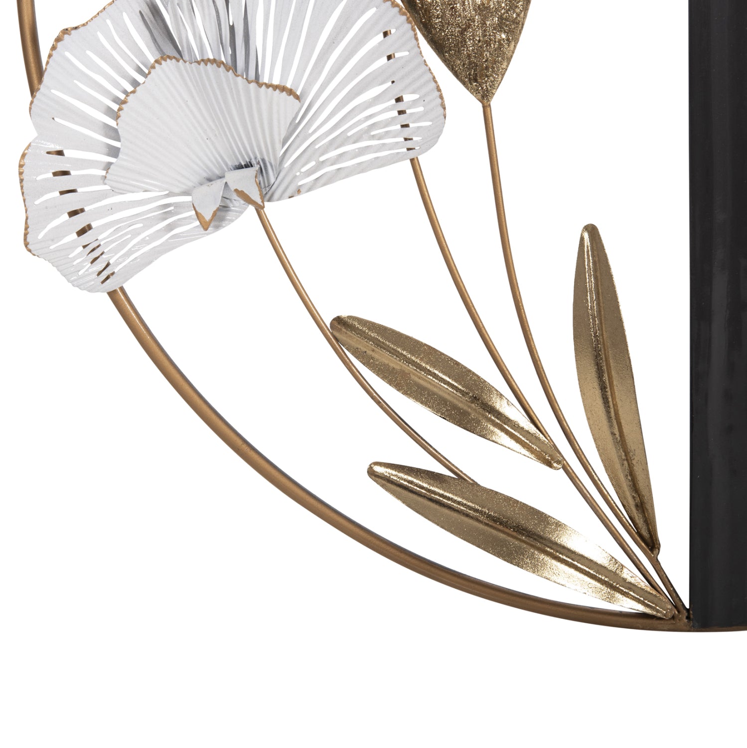 Кръгла метална стенна декорация в златисто-черно-бяло φ60см