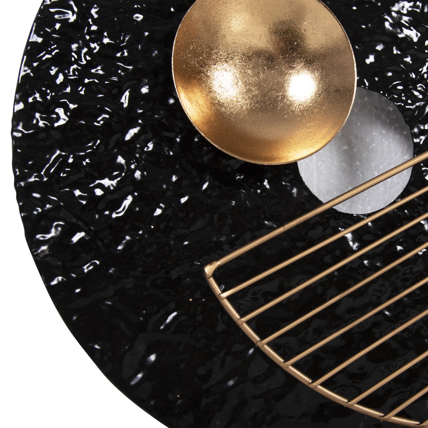 Метално стенно огледало в черно-златист цвят 82x8x52в см