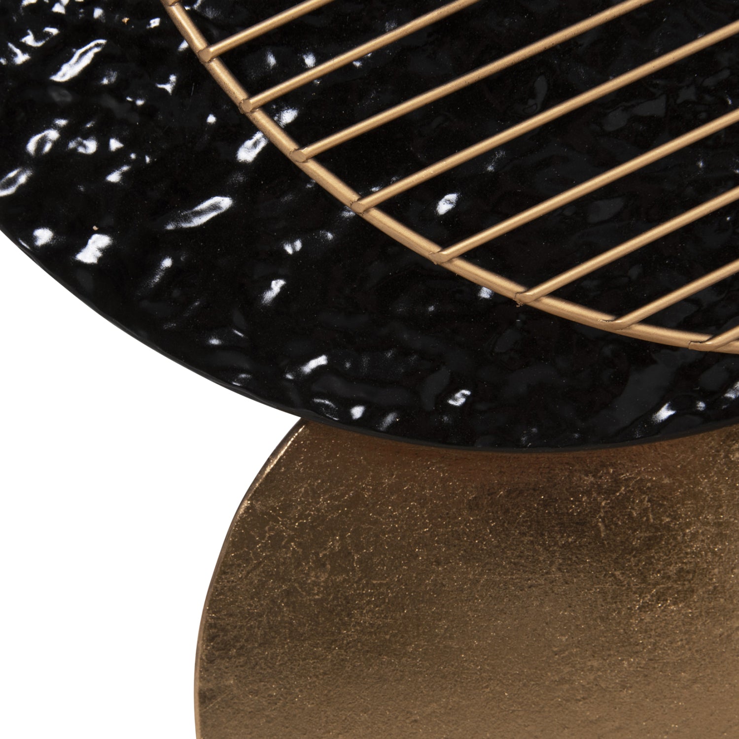 Метално стенно огледало в черно-златист цвят 82x8x52в см