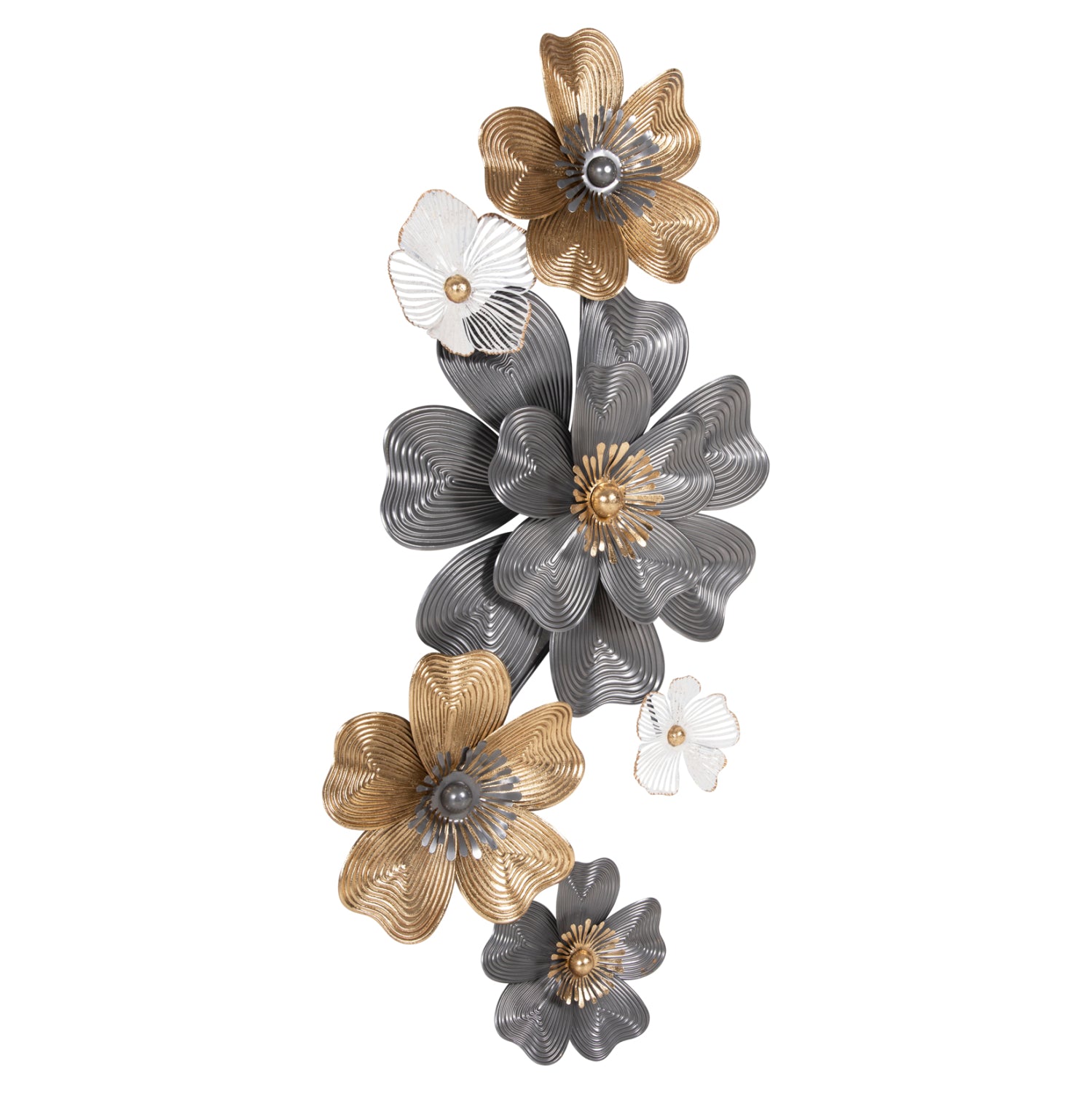 Декоративен метален стенен панел в бяло-сиво-златисто 51x7.5x120см