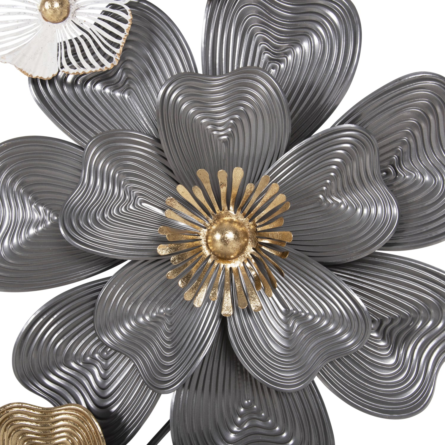 Декоративен метален стенен панел в бяло-сиво-златисто 51x7.5x120см