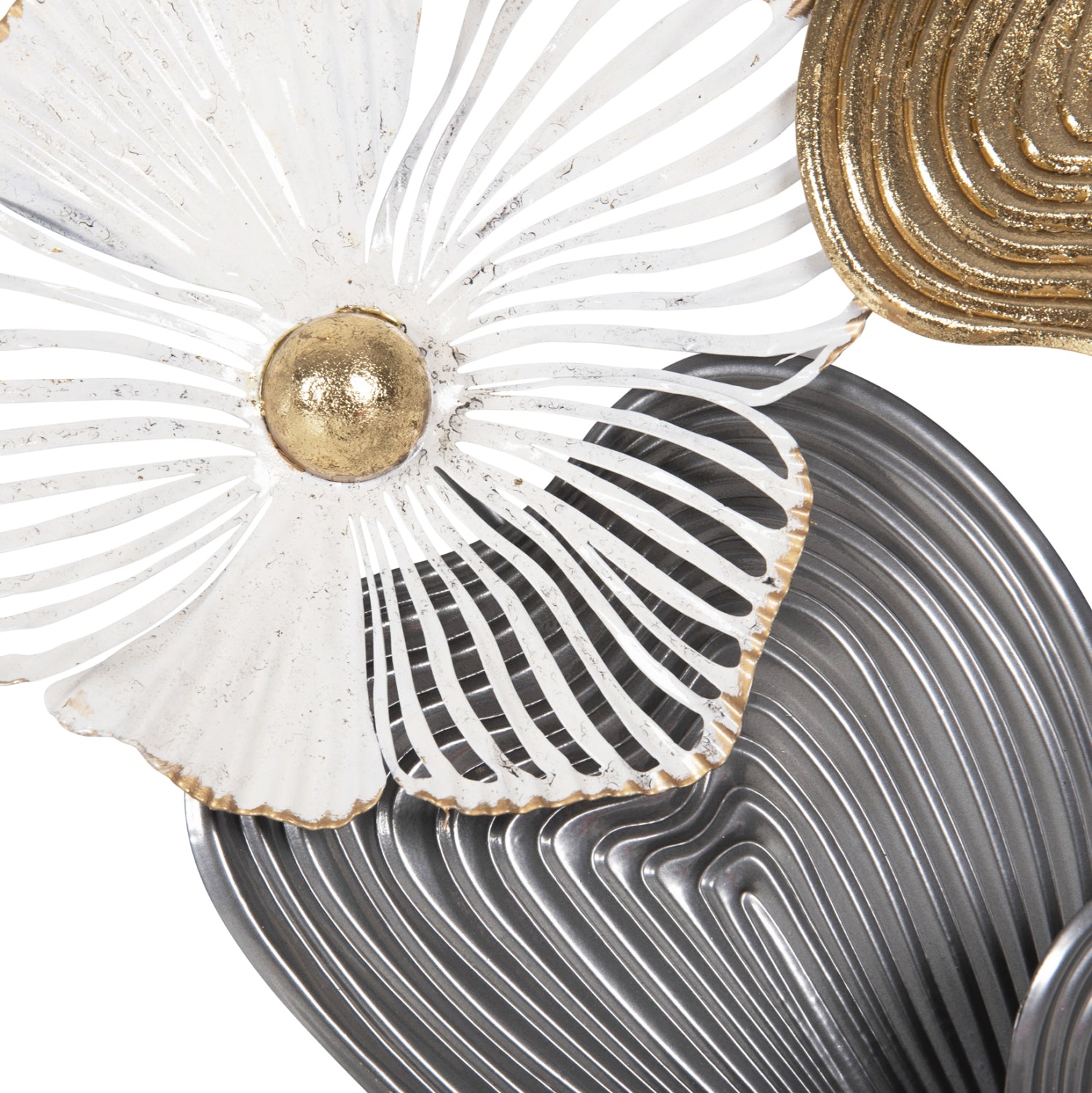 Декоративен метален стенен панел в бяло-сиво-златисто 51x7.5x120см