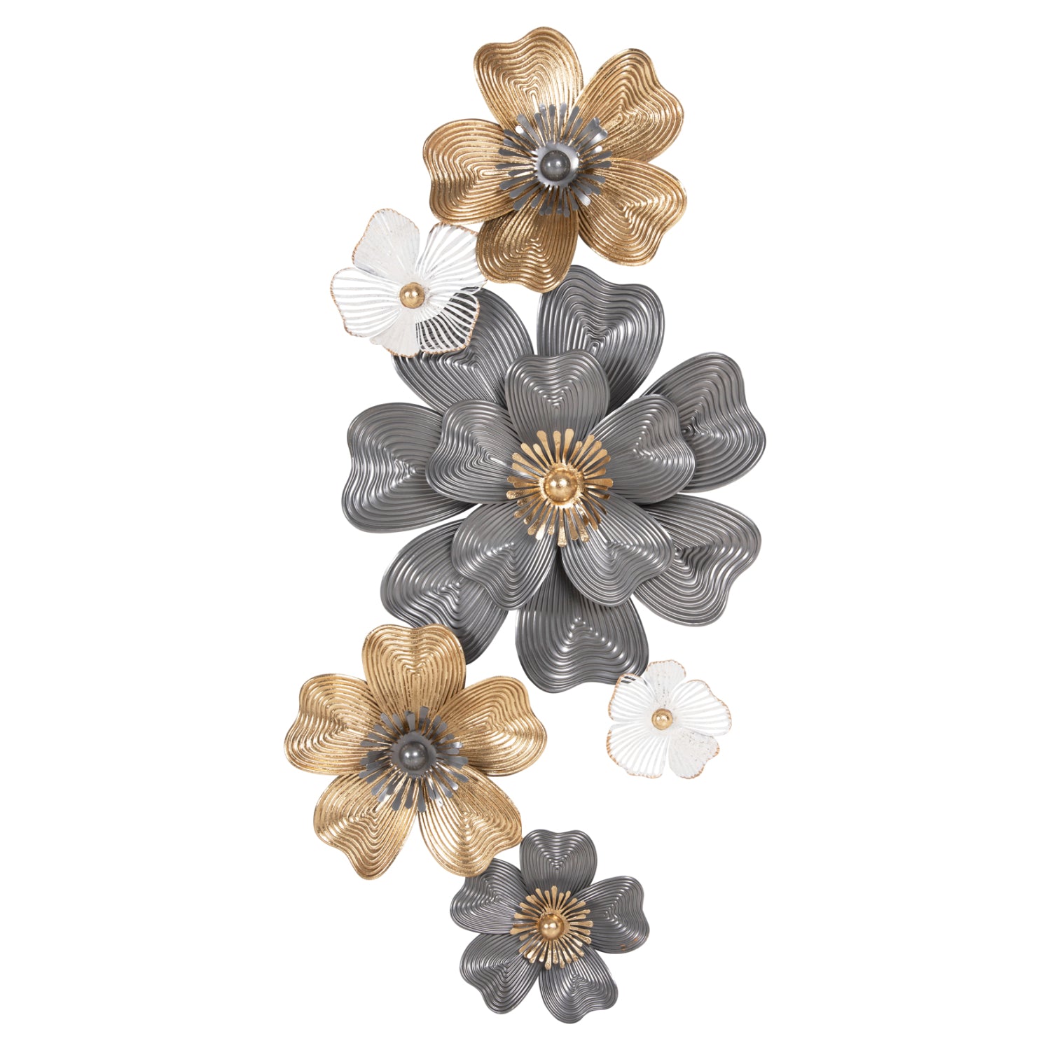 Декоративен метален стенен панел в бяло-сиво-златисто 51x7.5x120см