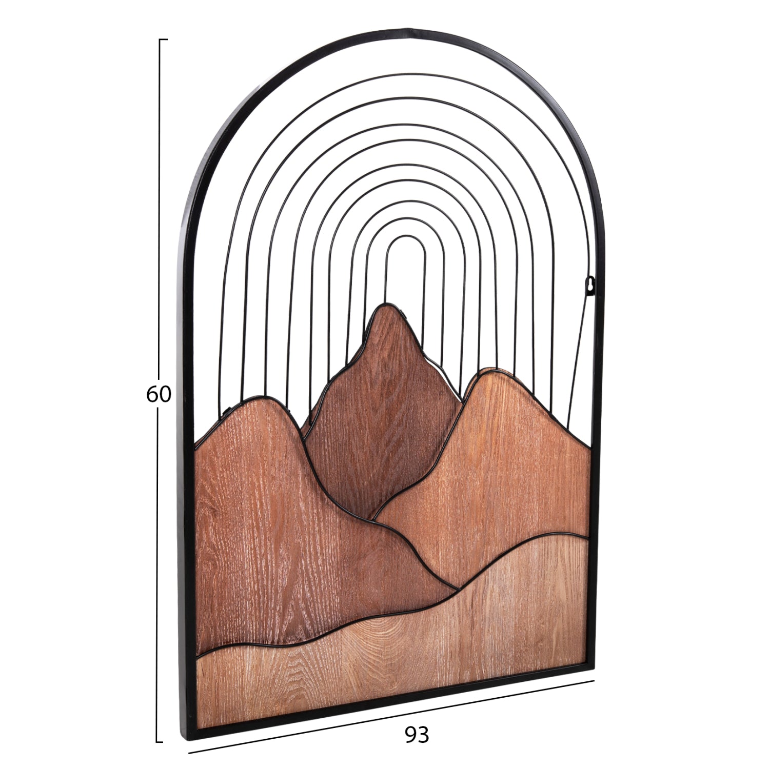Декорация за стена цвят натурал дърво-черен метал 60x3.5x93см.