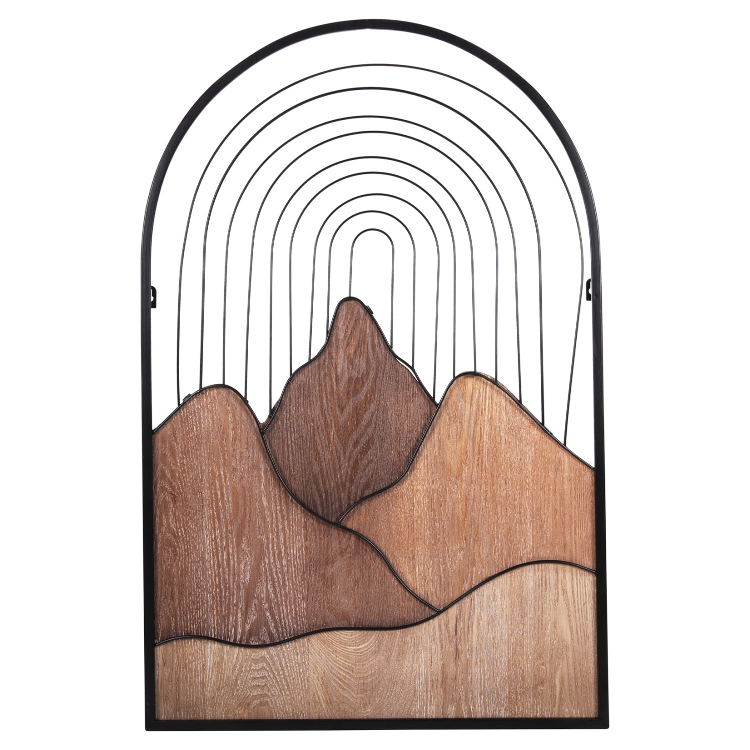 Декорация за стена цвят натурал дърво-черен метал 60x3.5x93см.