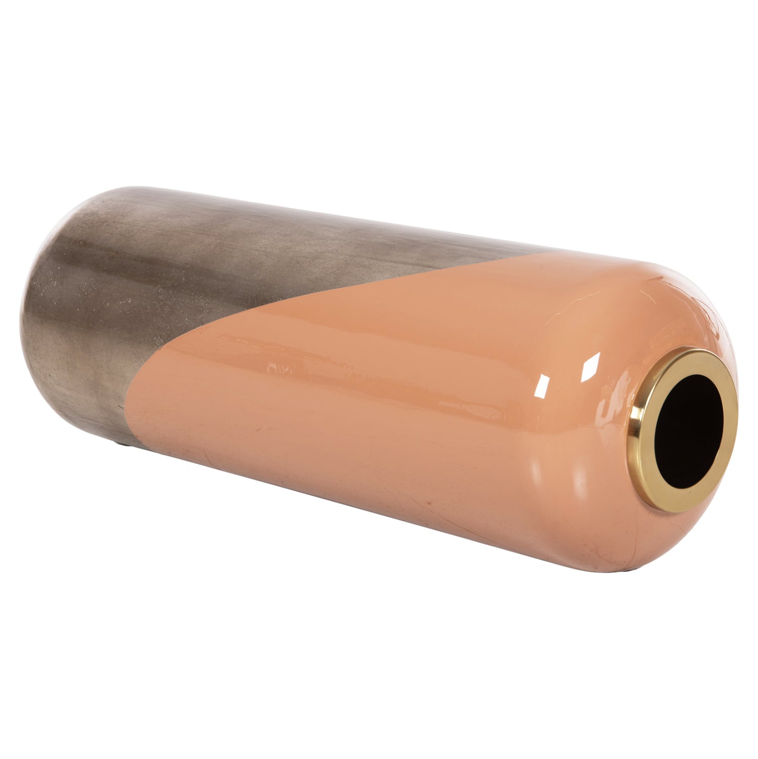 Декоративна подова настолка ваза метал в цвят сьомга-светло меден φ30x90ηсм