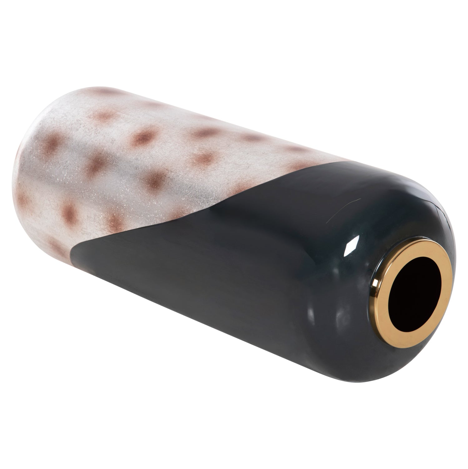 Декоративна подова ваза метал в цвят въглищно синьо-сребърно φ30x80υсм