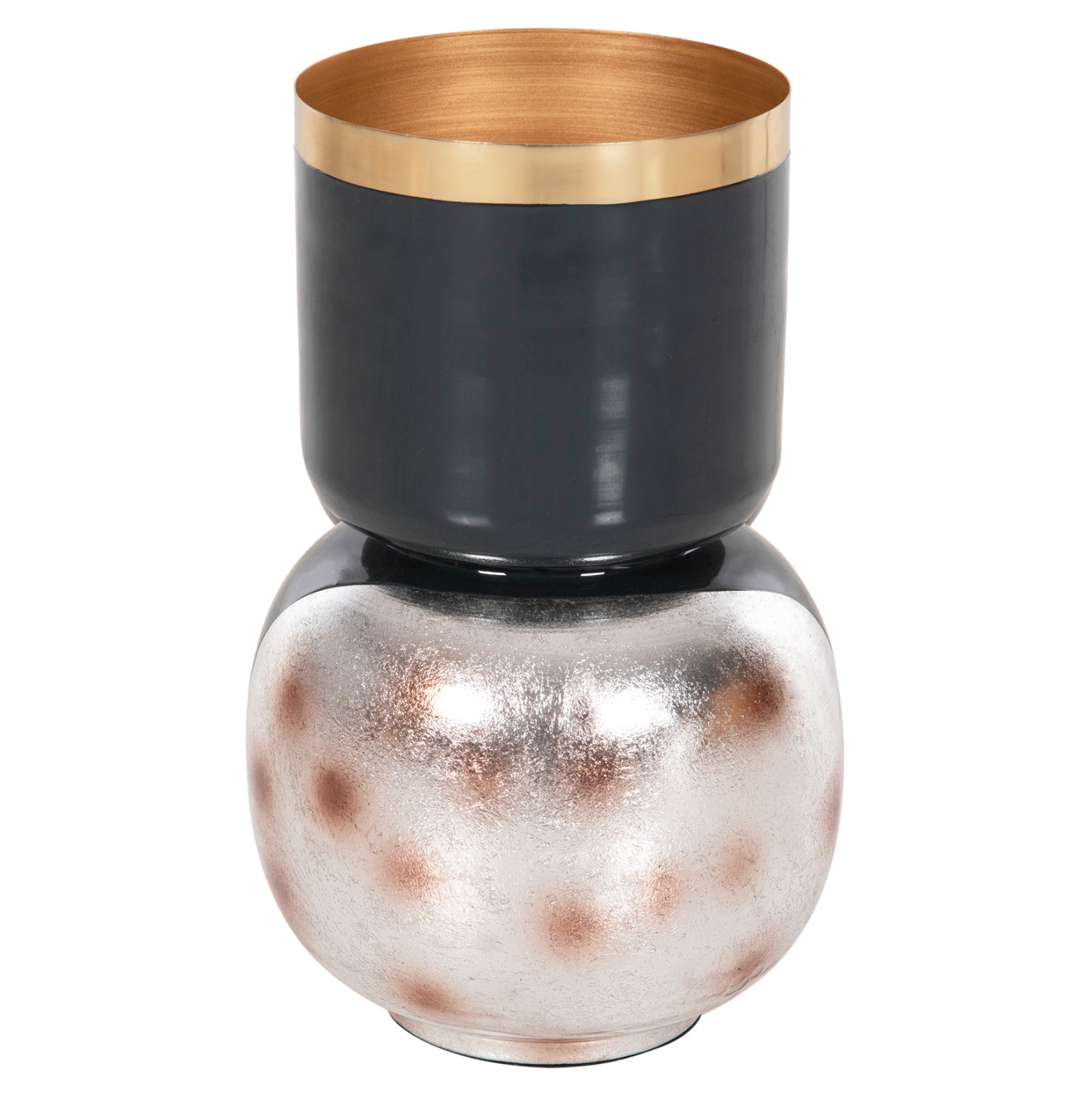 Декоративна настолна декоративна ваза метална, синьо-въгленово-сребърна φ21x37.5h