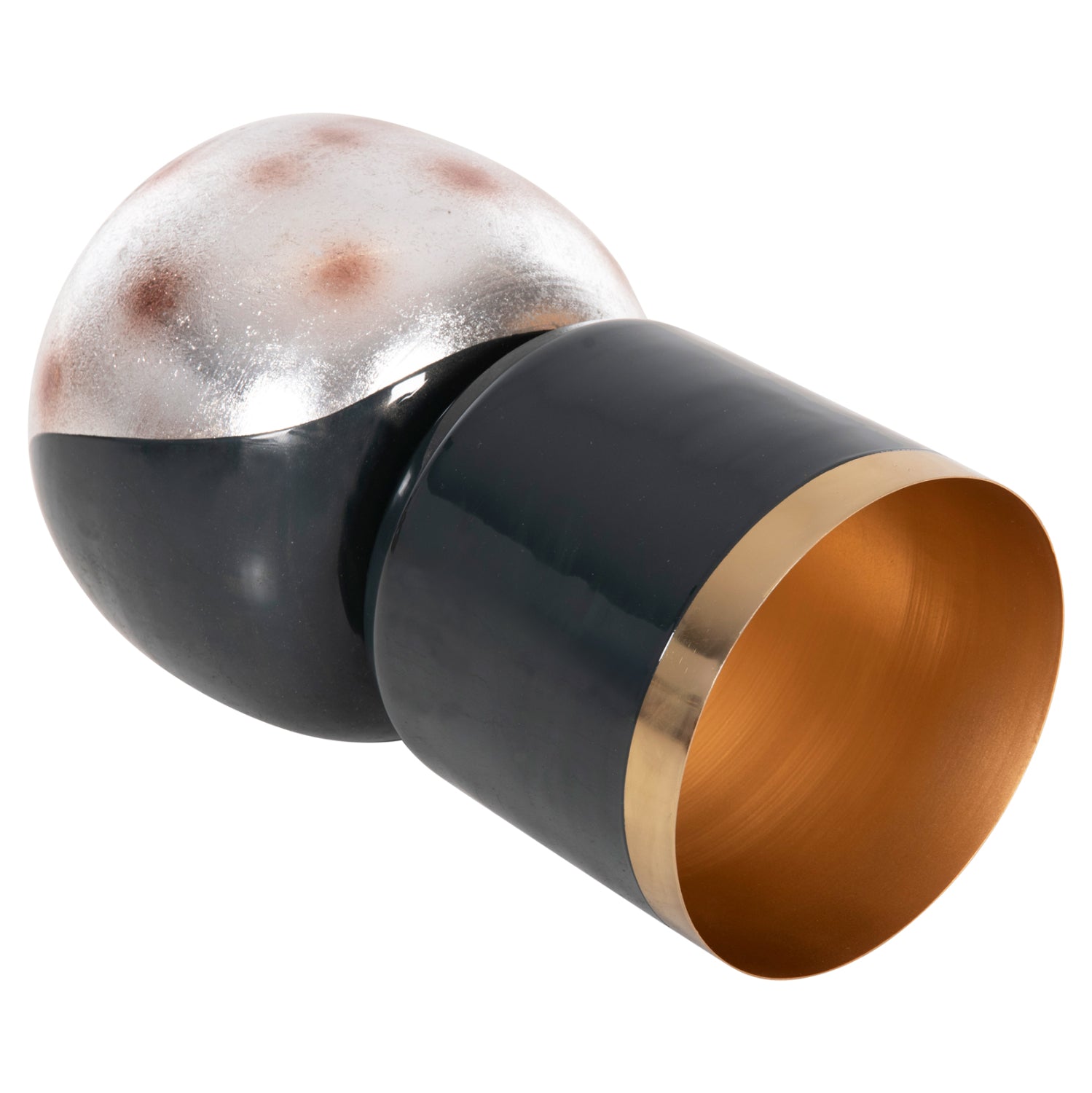 Декоративна настолна декоративна ваза метална, синьо-въгленово-сребърна φ21x37.5h