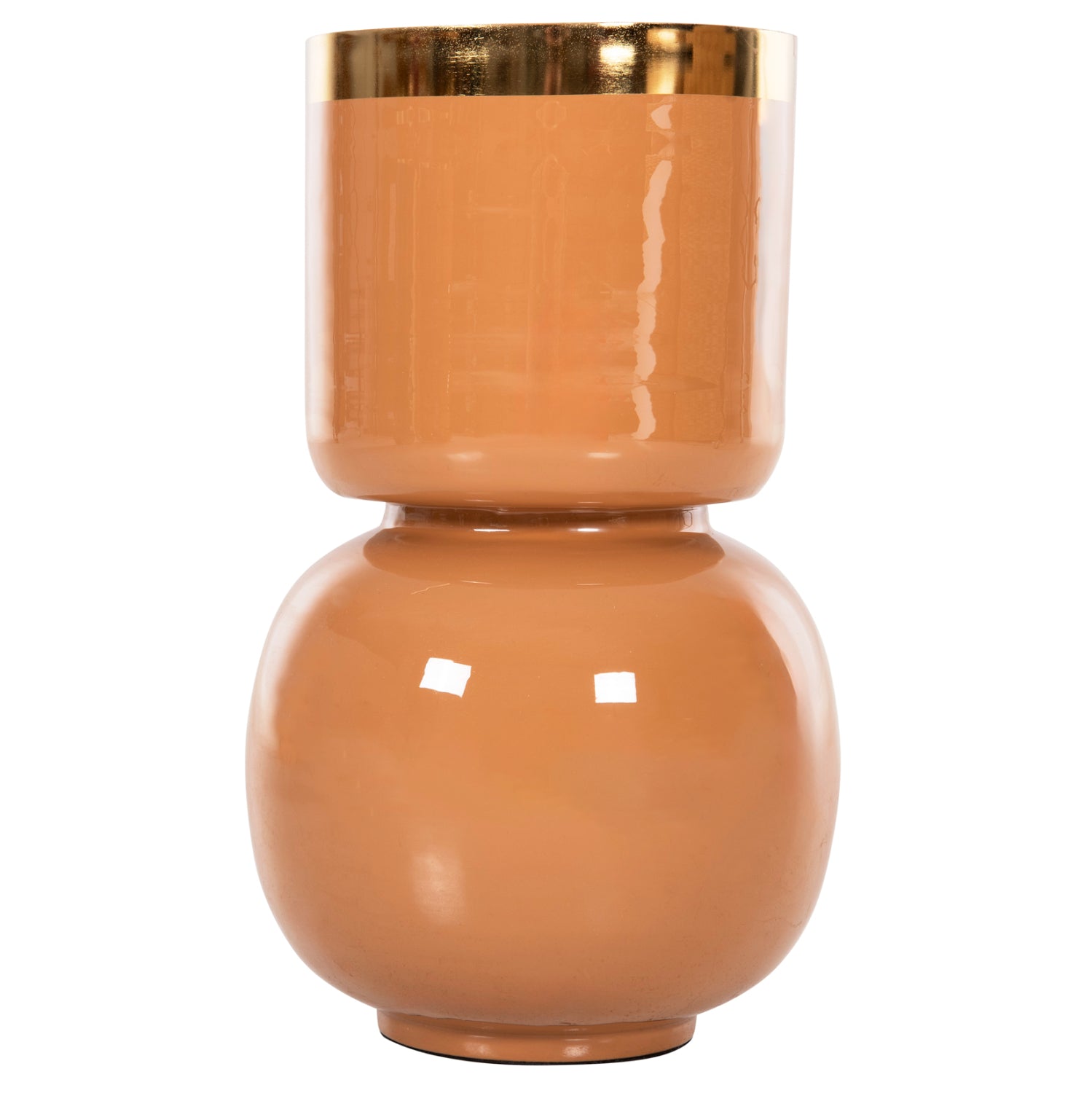 Декоративна настолна ваза метална цвят сьомга Φ21x37,5