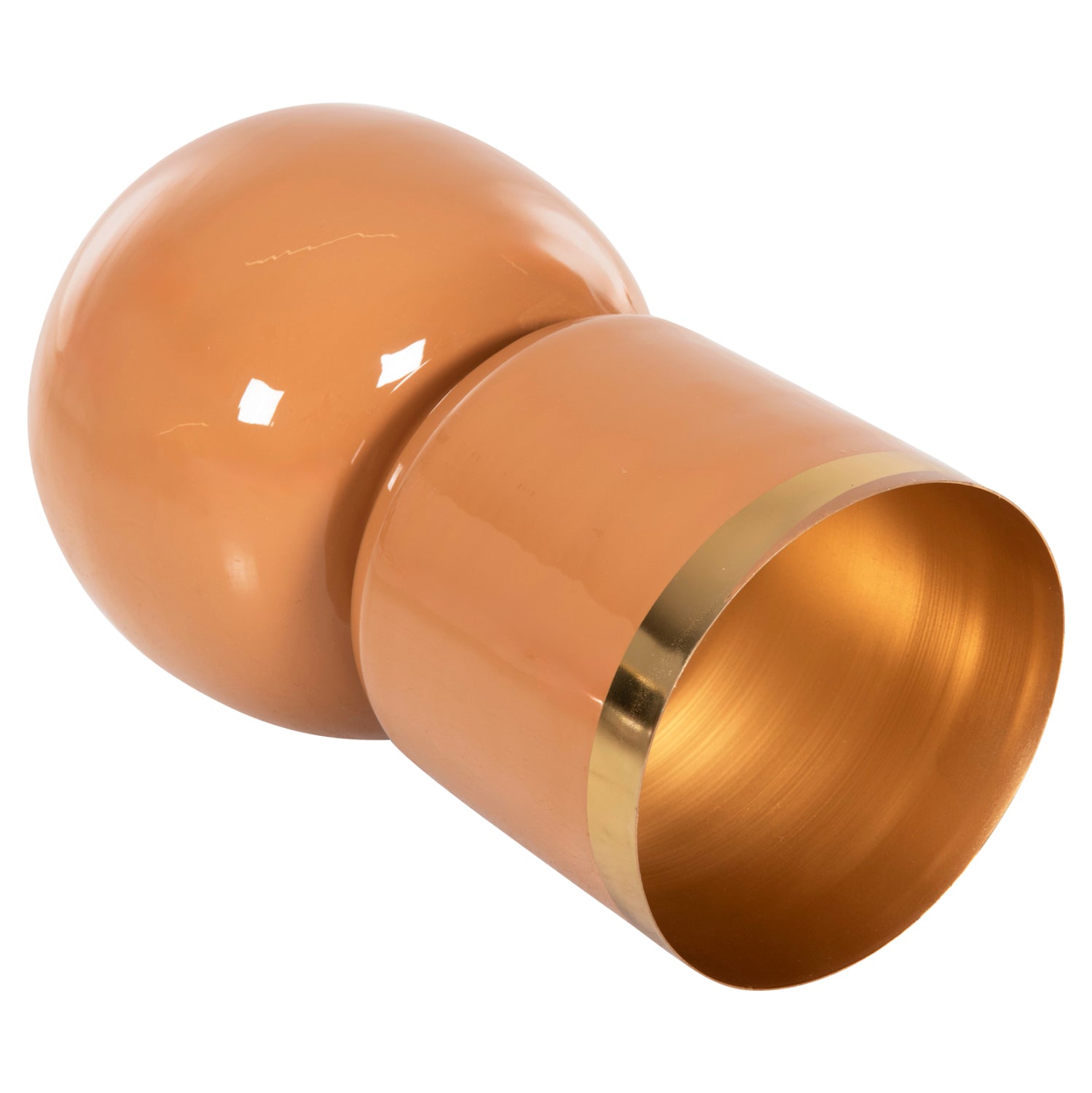 Декоративна настолна ваза метална цвят сьомга Φ21x37,5