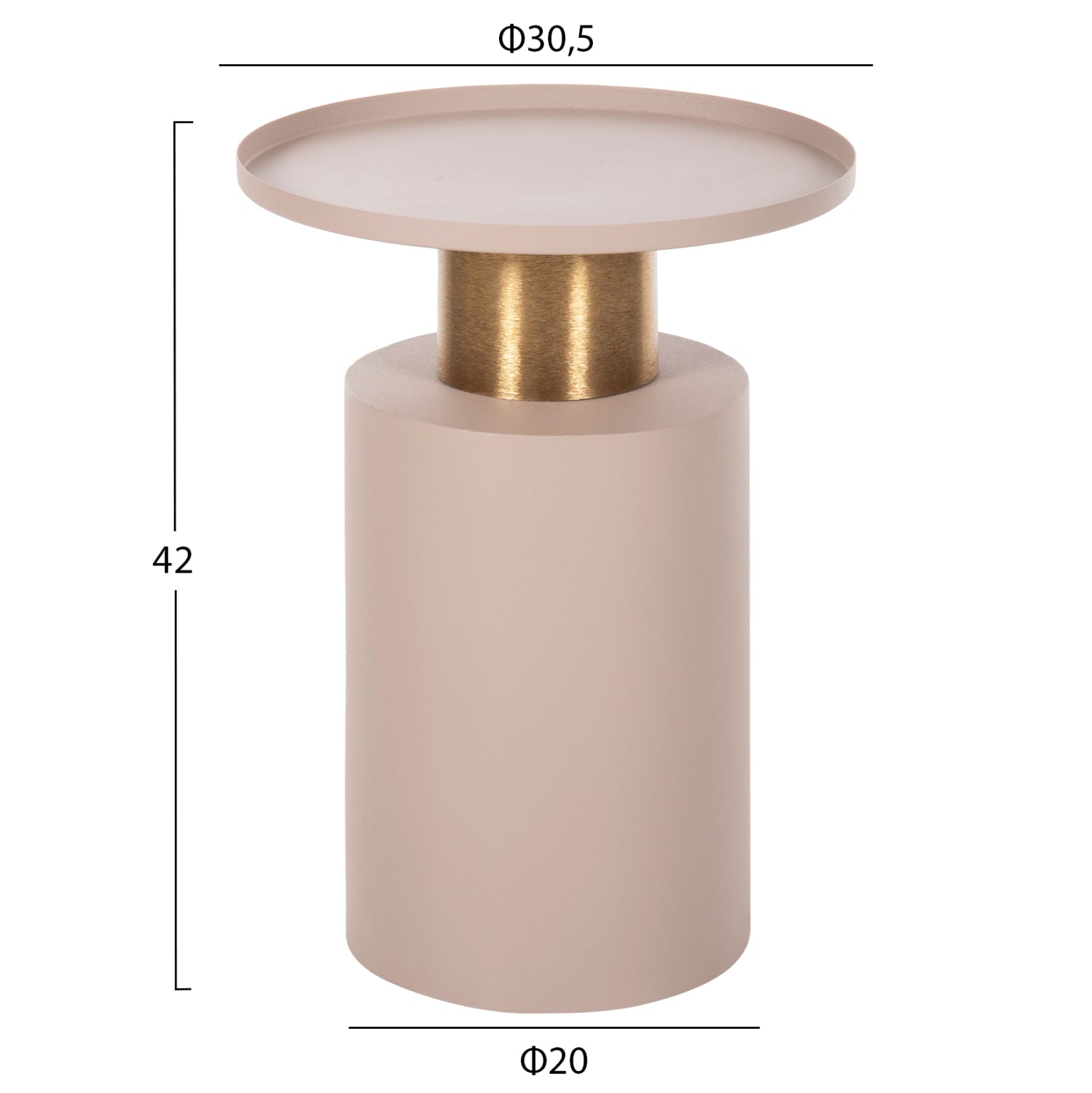 Странична маса PUNJAB екрю-бронз цвят Ф30,5x42см