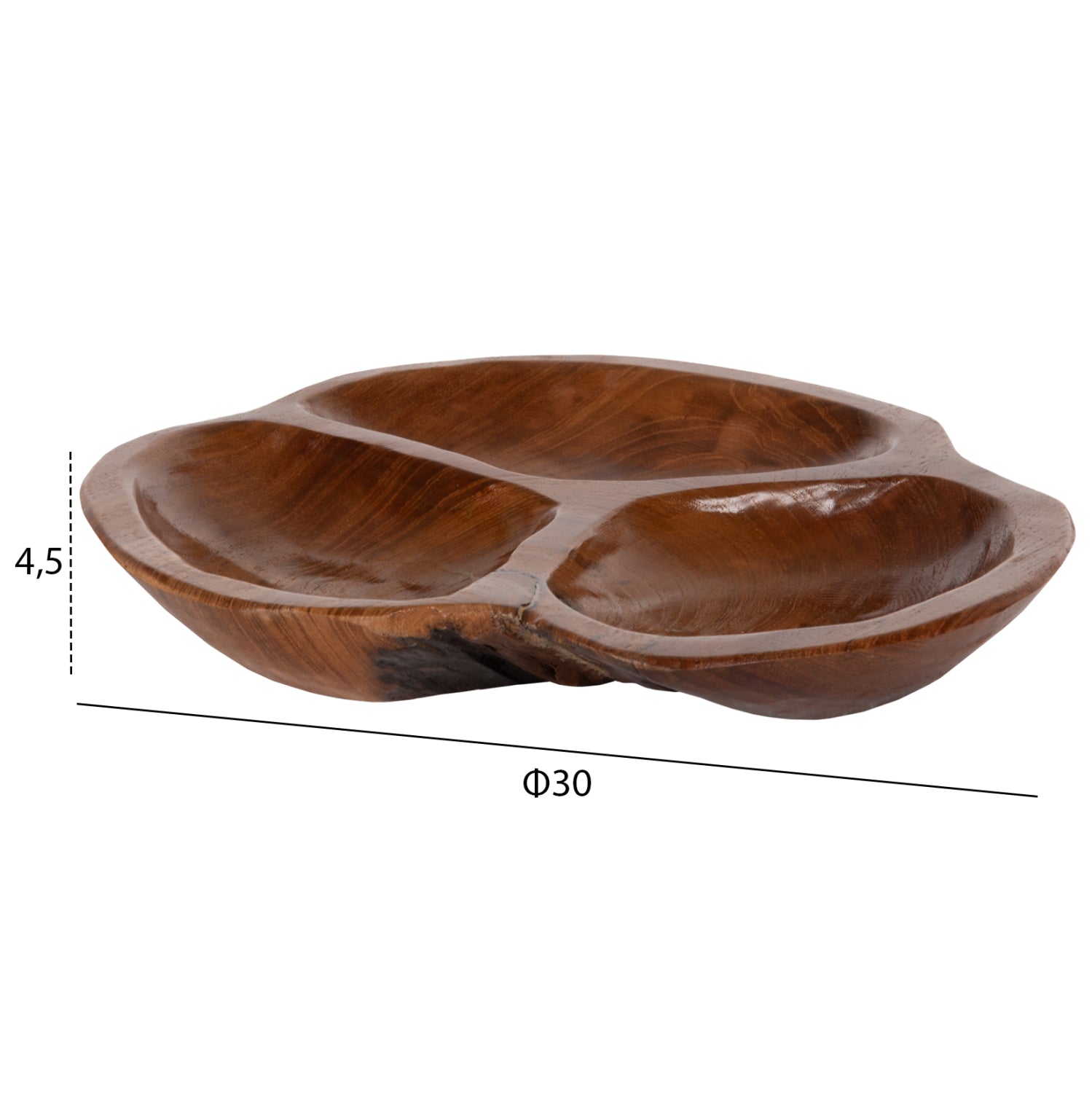 Декоративна купа за ядки тиково дърво ф30x4.5cм