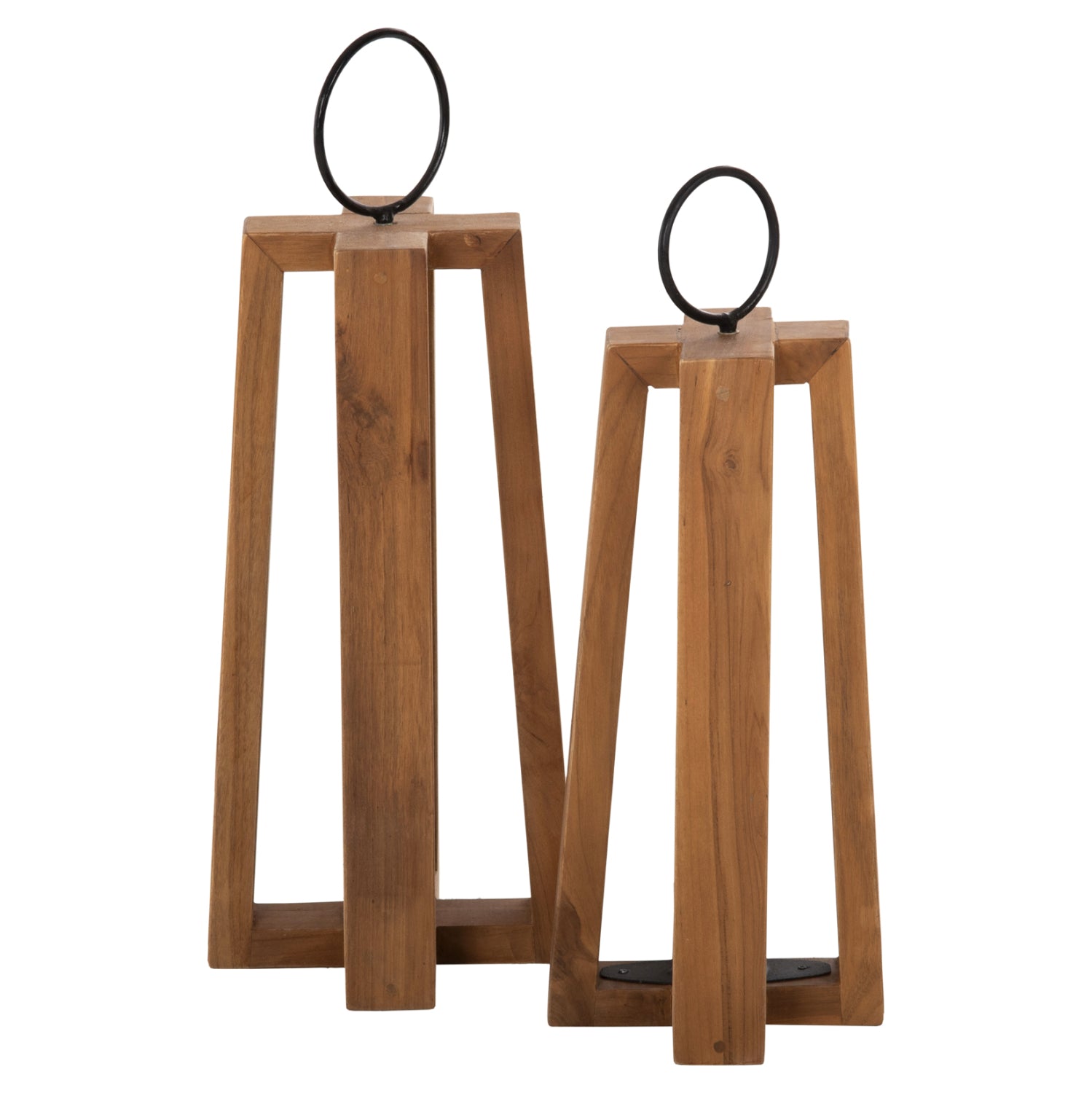 Комплект фенери от тиково дърво натурал 24x24x50-61