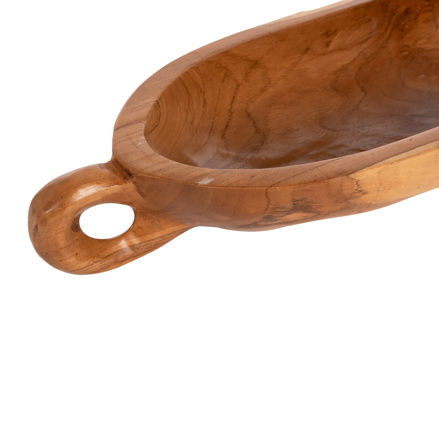 Декоративна дървена чиния тиково дърво в натурален цвят 64x21.5x9.5h см.