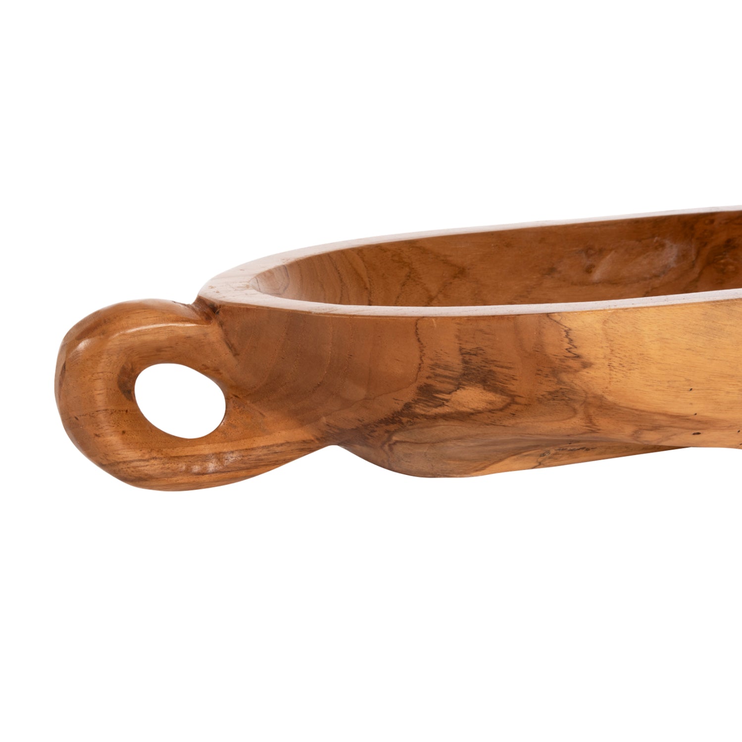 Декоративна дървена чиния тиково дърво в натурален цвят 64x21.5x9.5h см.