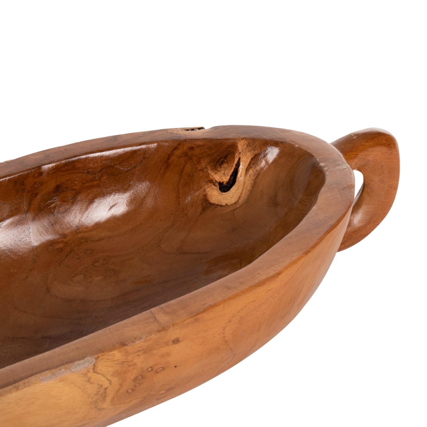 Декоративна дървена чиния тиково дърво в натурален цвят 64x21.5x9.5h см.