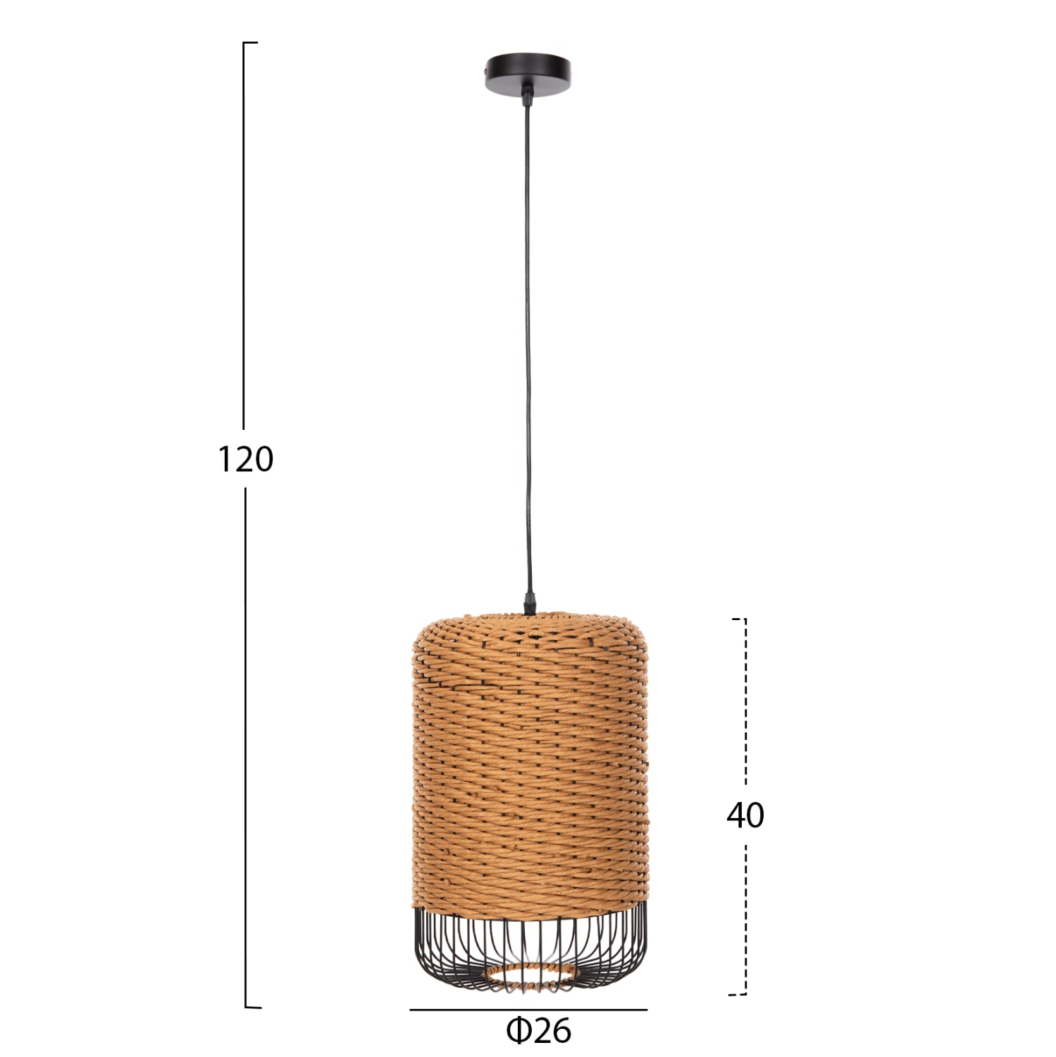 Таванна лампа 4340 бежов-черен цвят Φ26x40-120Всм