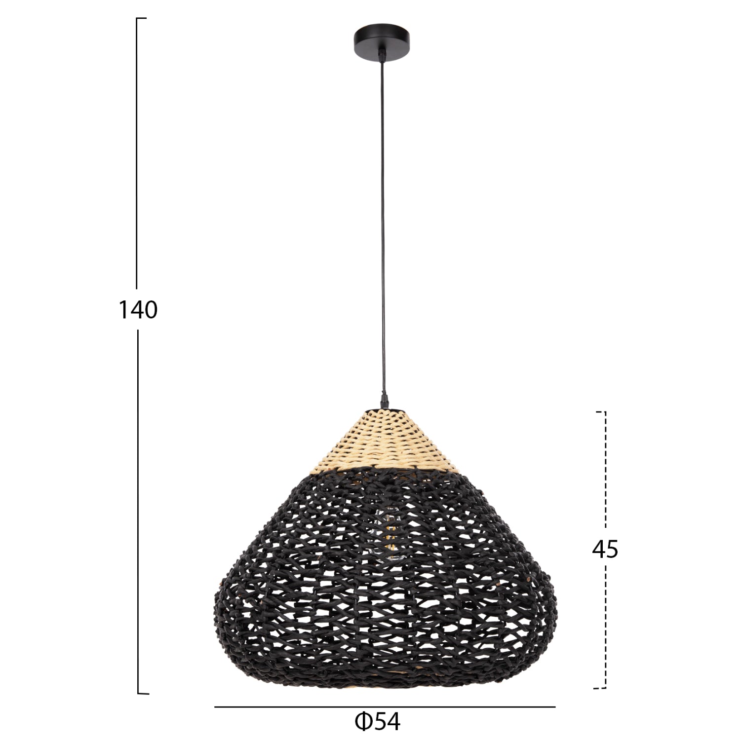 Таванна лампа 4346 бежов-черен цвят Φ55.5x44см