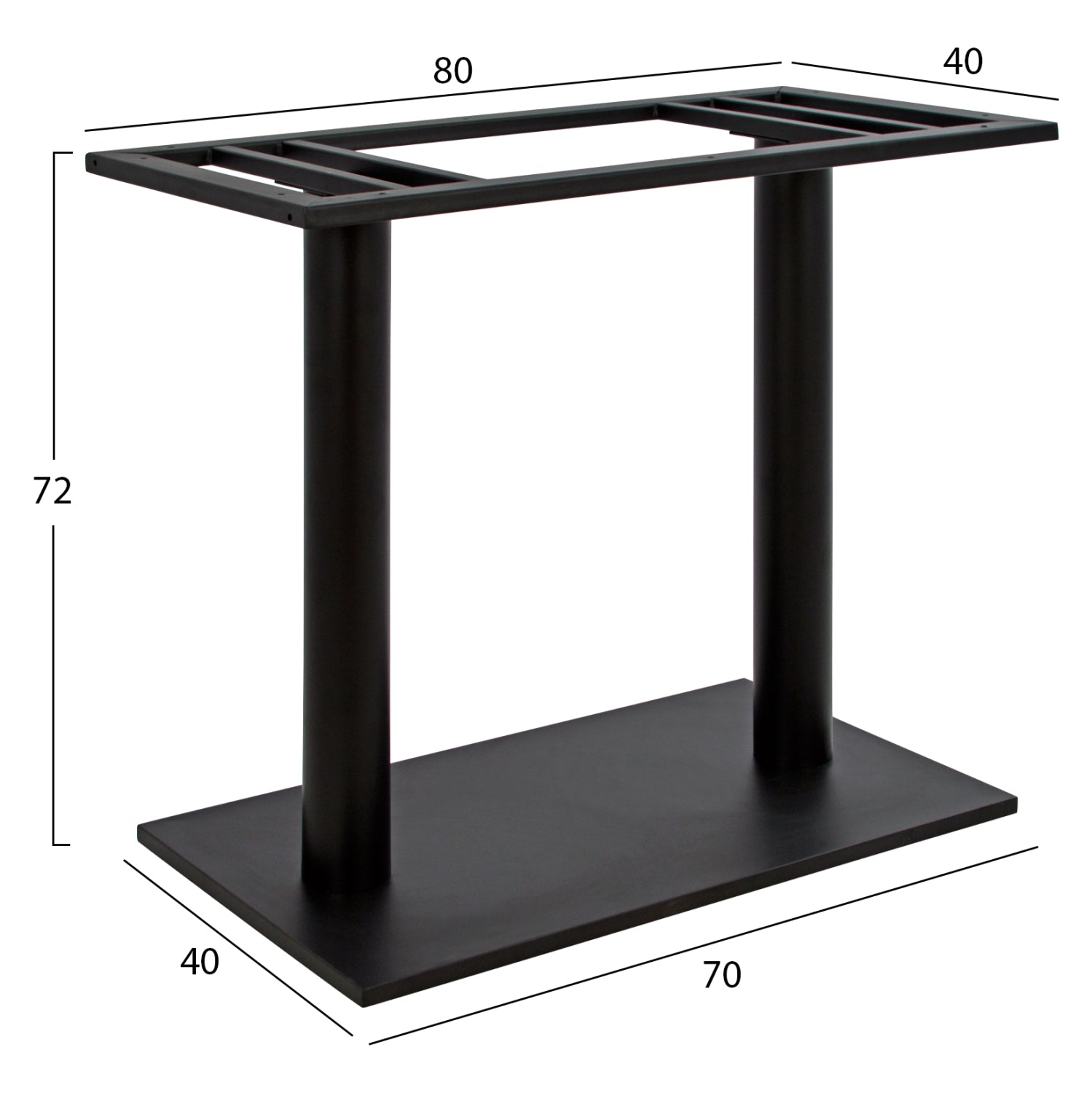 Основа за маса двойна 435 метал черен цвят 40X70X72см