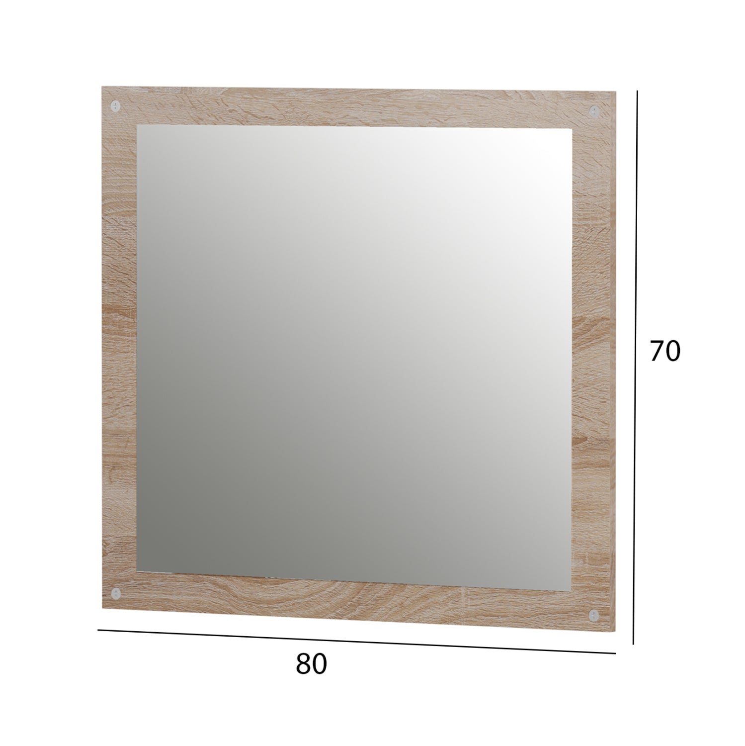 Меламиново стенно огледало в цвят сонама 80x70x18 (дълбочина) см