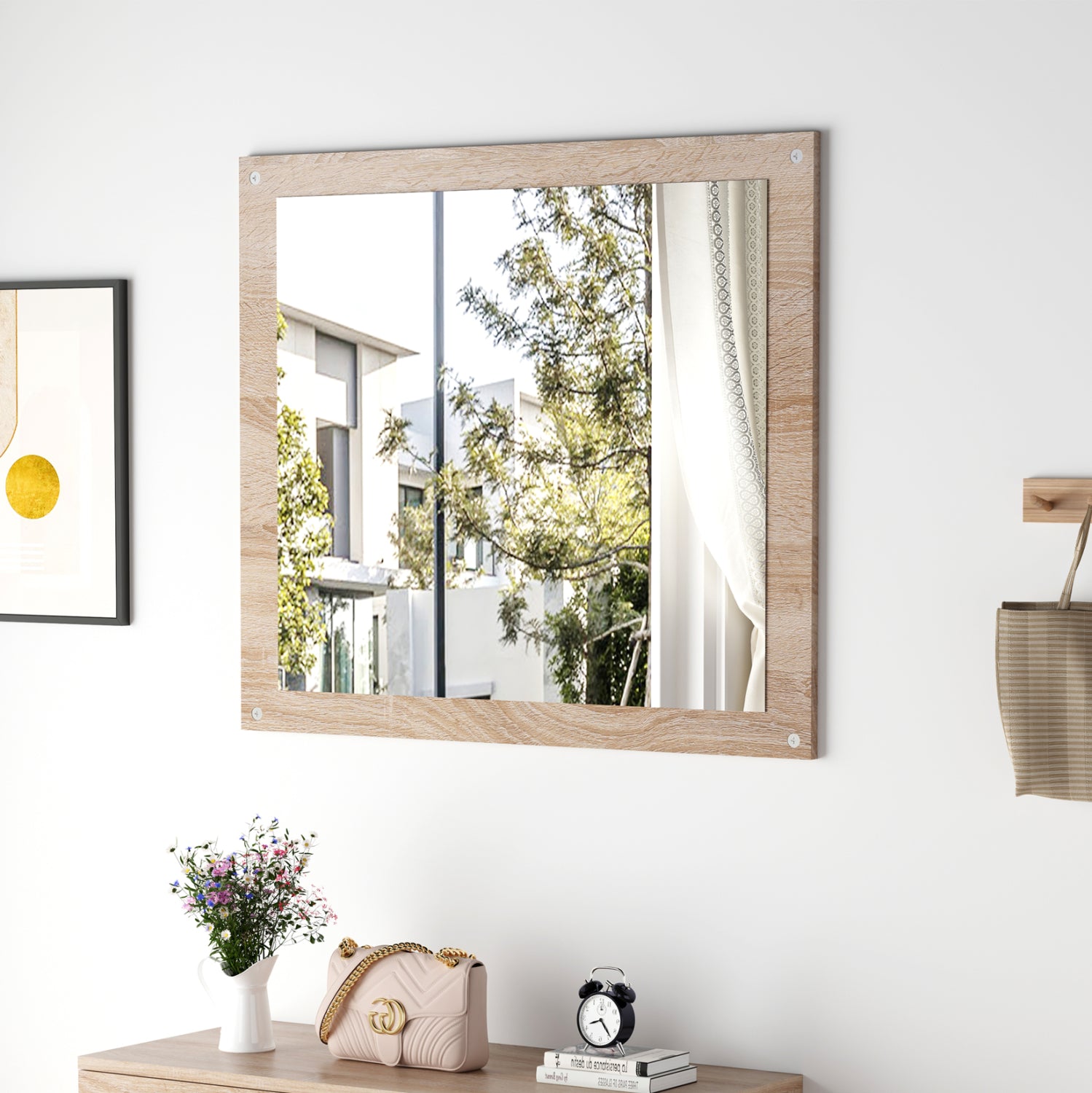 Меламиново стенно огледало в цвят сонама 80x70x18 (дълбочина) см