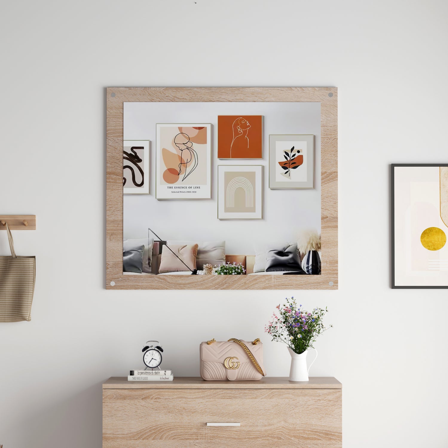 Меламиново стенно огледало в цвят сонама 80x70x18 (дълбочина) см