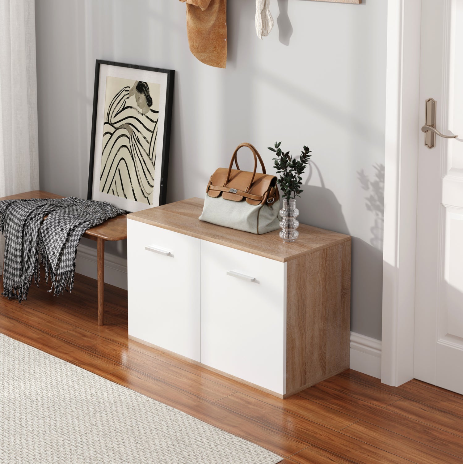 Шкаф за обувки DIONNE-цвят сонама-бял 80x35x46