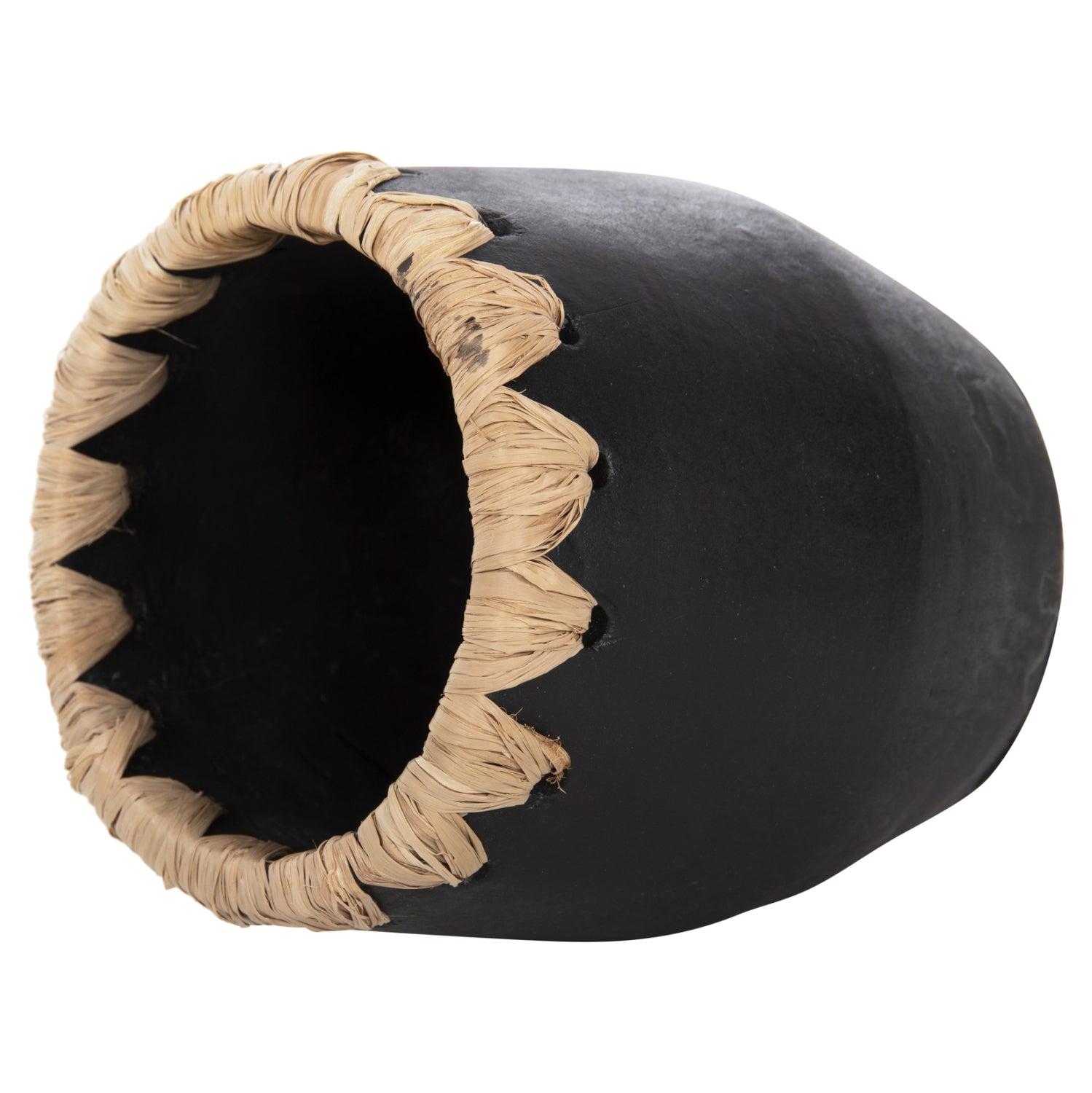 Ваза керамика цвят черен-натурал Φ13x16