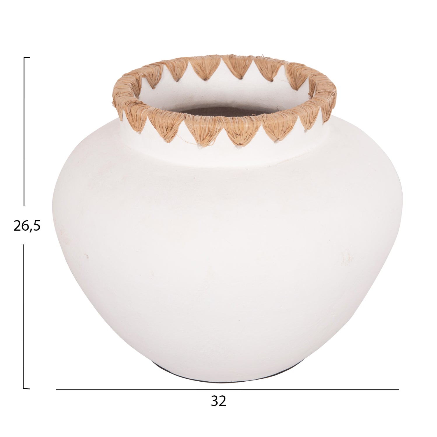 Ваза RENTON(L) цвят бял-натурал Φ32x26,5
