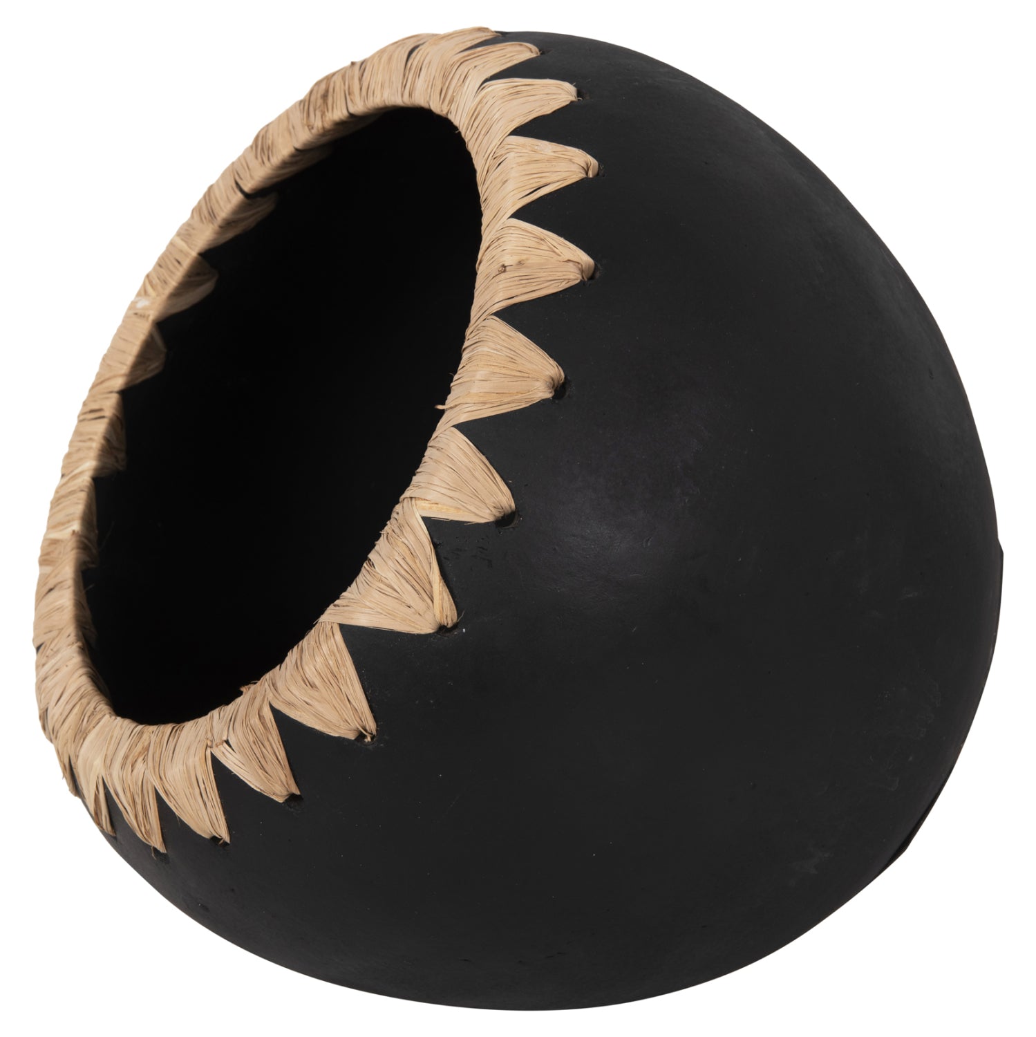 Ваза керамика цвят черен-натурал Φ29x23