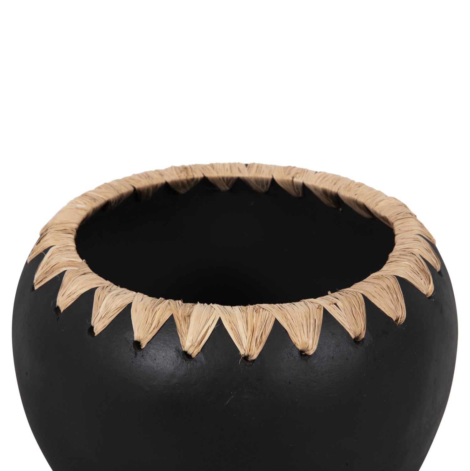 Ваза керамика цвят черен-натурал Φ29x23