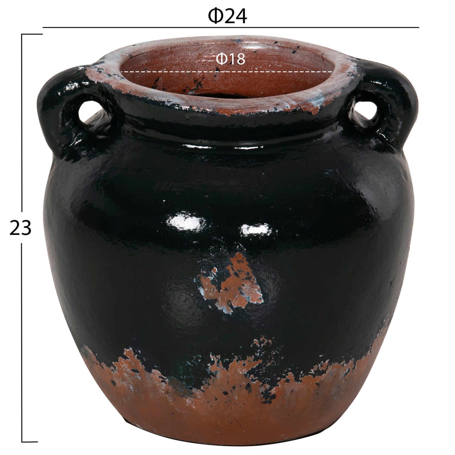Декоративна теракотова ваза в черен цвят φ24χ23φсм
