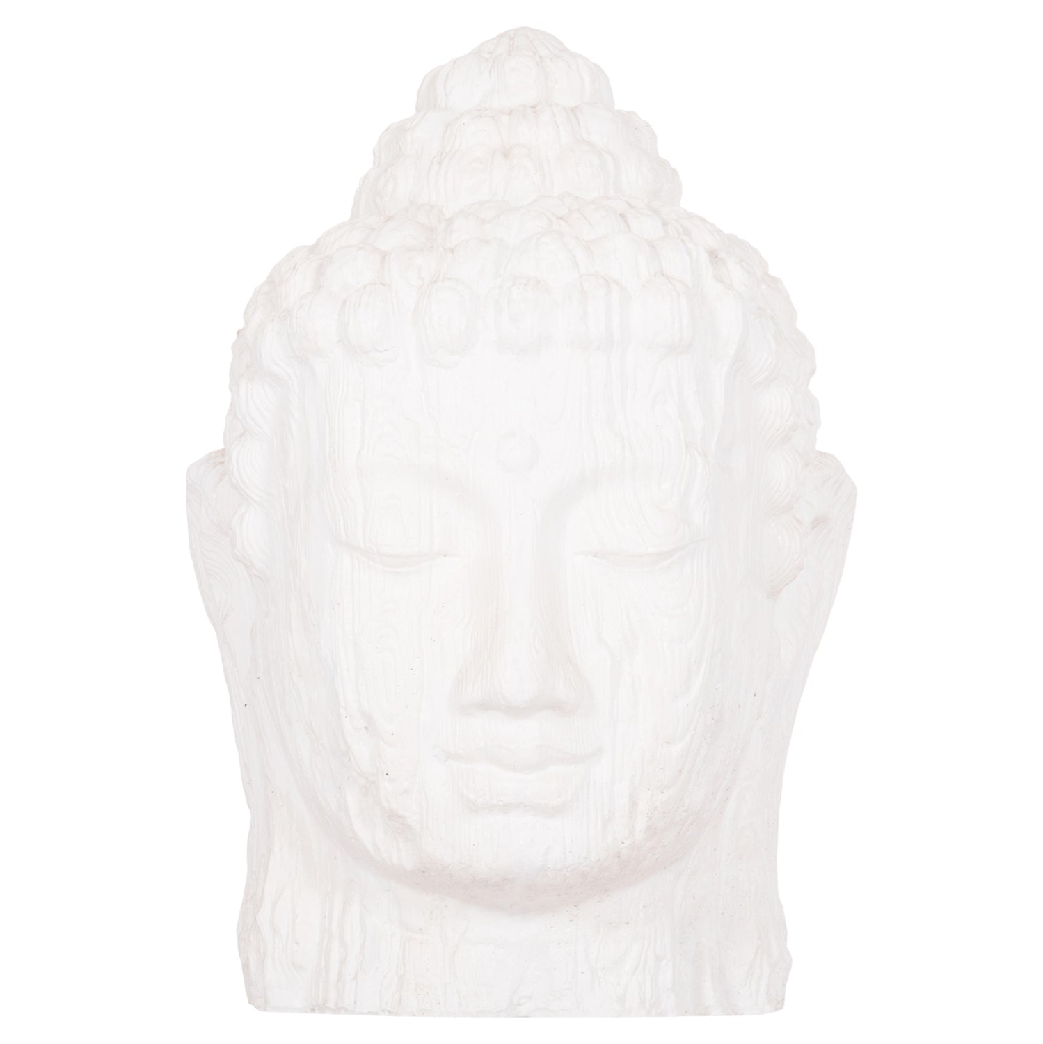 Xxl декоративна подова глава на буда от гипс в бяло 90x90x100см