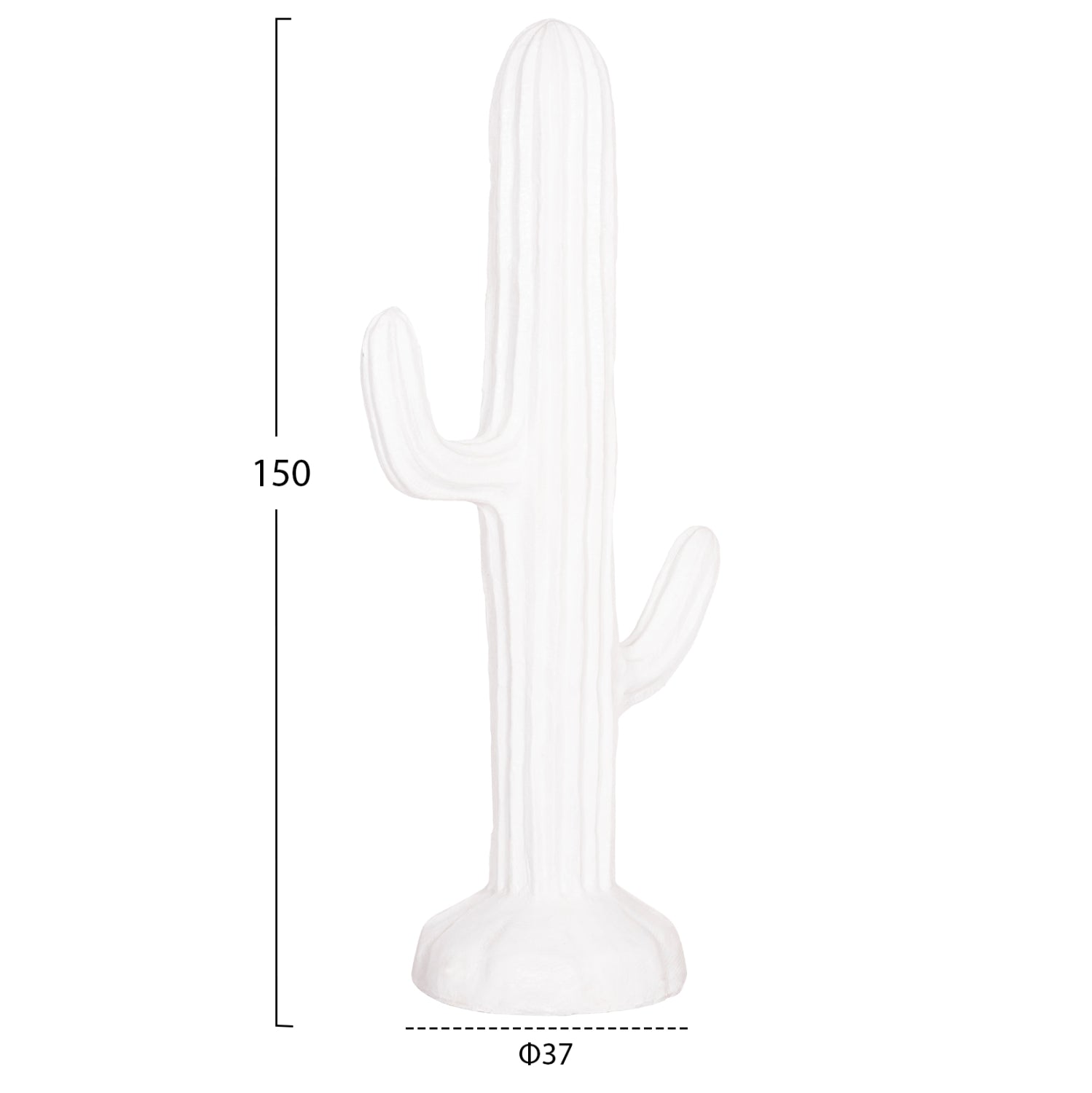 Декоративен подов кактус гипс в бяло 63x37x150см